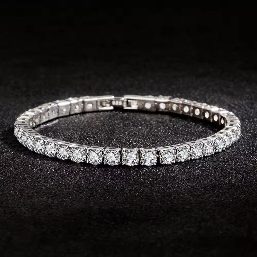 Jewelry S925 Sterling Silver Bracelet Zirconia Tennis Ball Size ONE SIZE - 1 Thumbnail