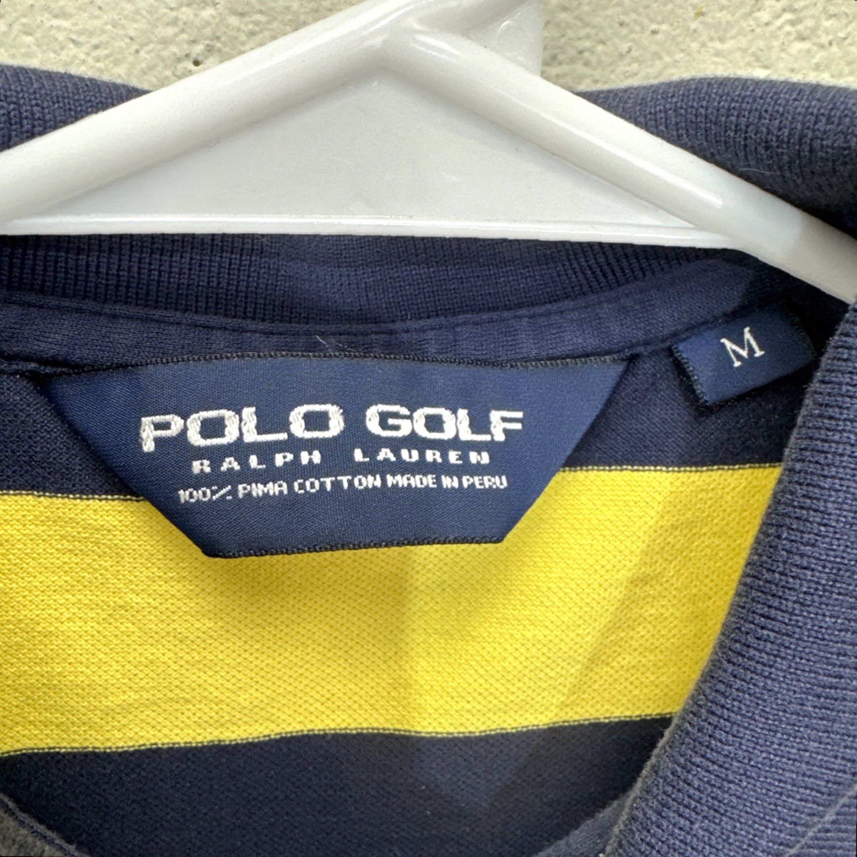 Ralph Lauren Polo Golf Ralph Lauren Polo Shirt Mens Medium Blue Yellow Stripe Big Pony Pima Size US M / EU 48-50 / 2 - 2 Thumbnail