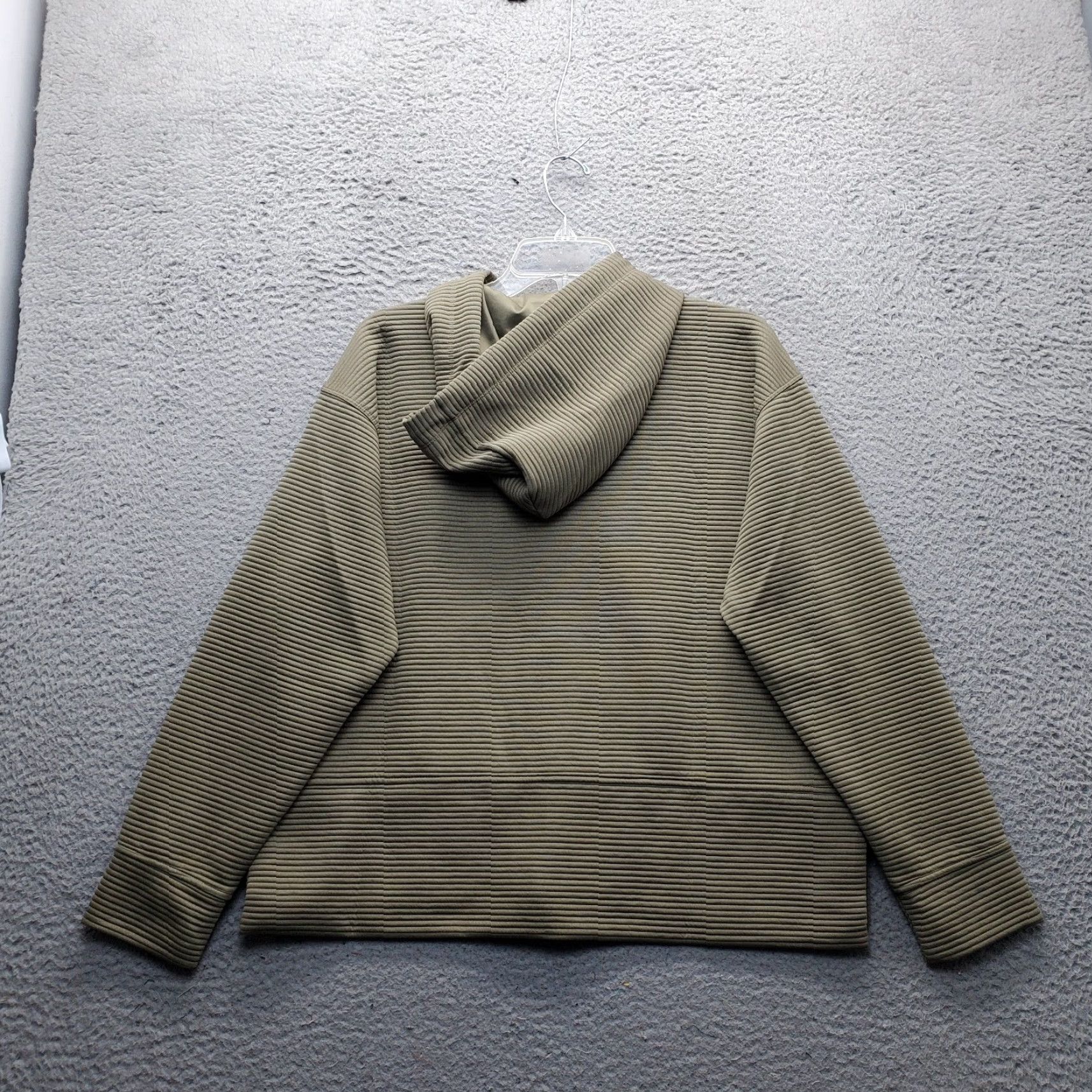 DKNY DKNY Hooded Jacket Womens M Green Ribbed Soft Ottoman Tech Pockets DPMJ9667 Size M / US 6-8 / IT 42-44 - 2 Thumbnail
