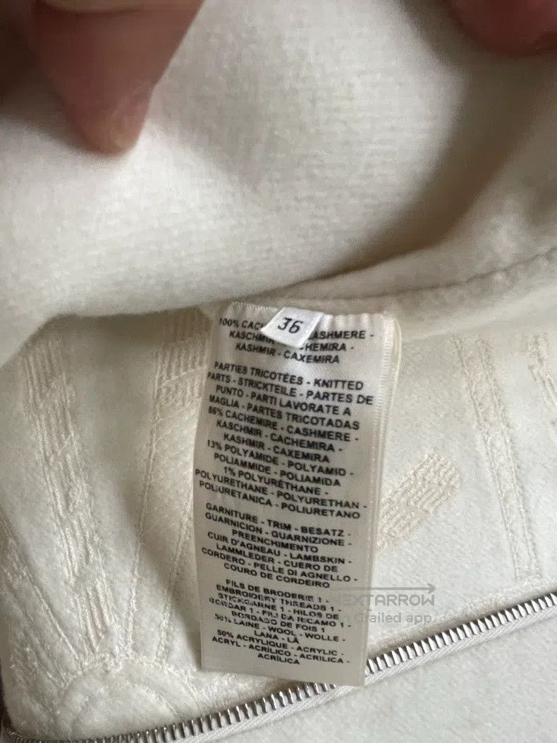 Hermes White Cashmere Coat with Crocodile Leather Trim