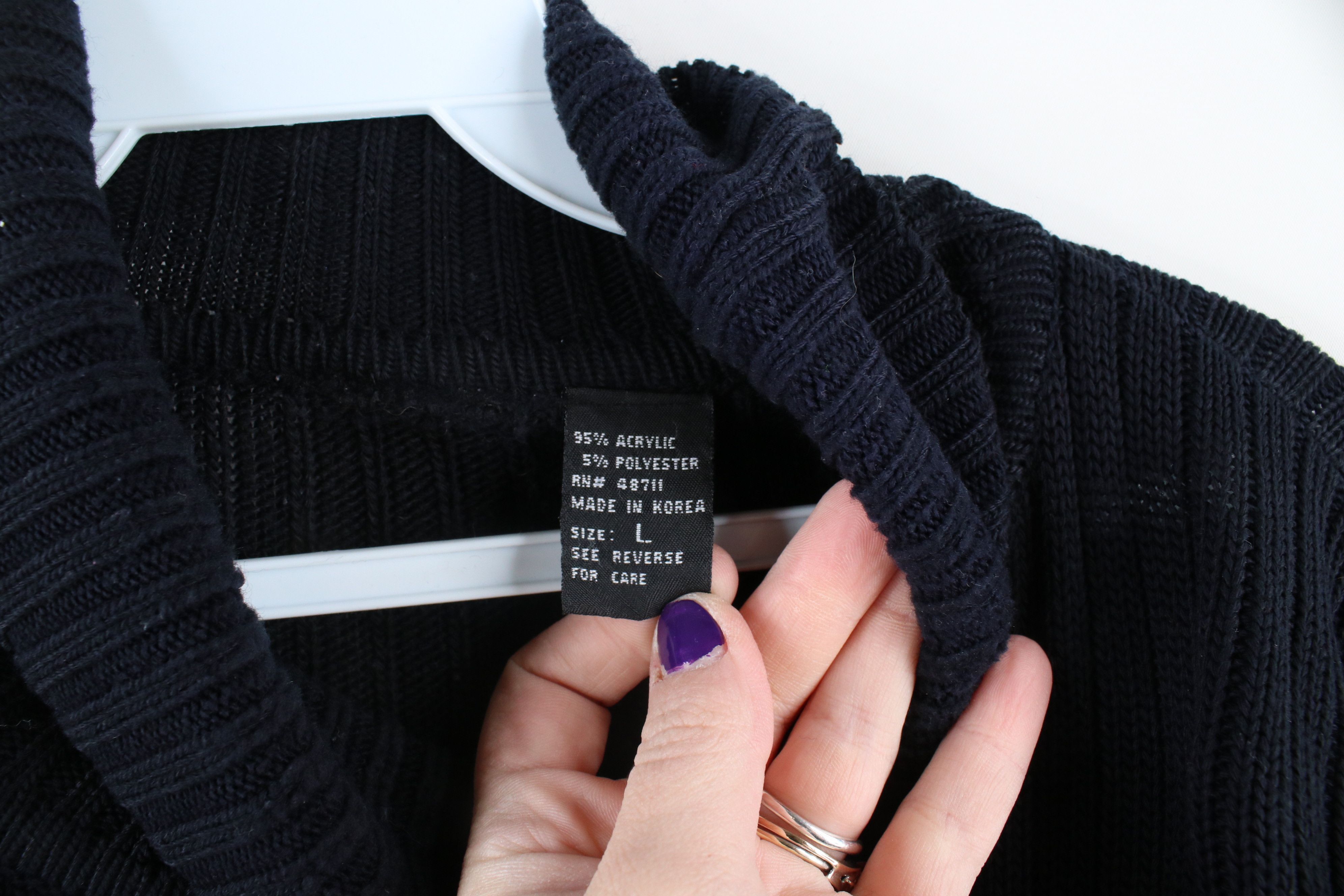 Vintage Vintage 90s Streetwear Ribbed Knit Turtleneck Sweater Black Size US L / EU 52-54 / 3 - 4 Thumbnail