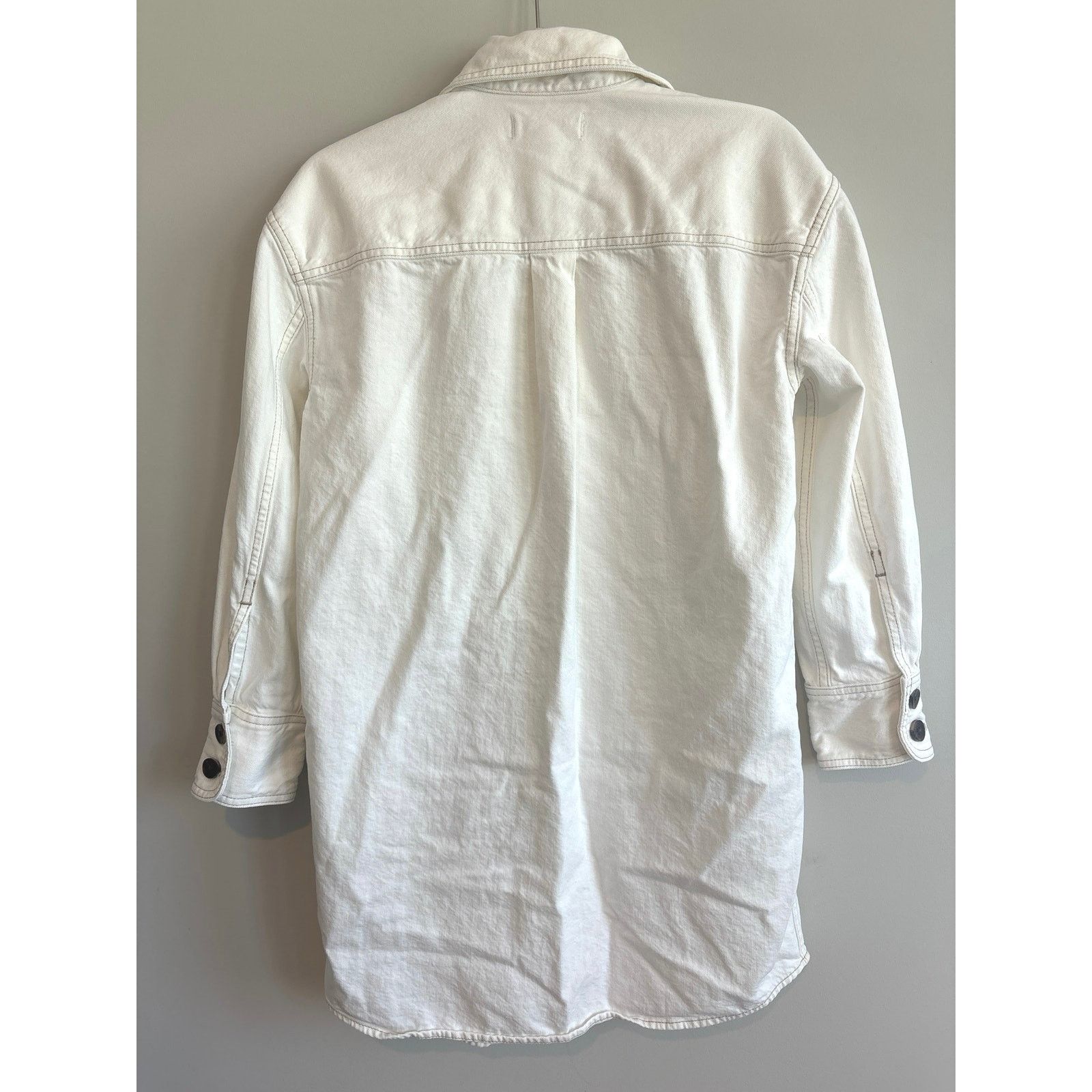 Madewell Madewell Denim Oversized Mini Shirtdress In White Size XS Size XS / US 0-2 / IT 36-38 - 8 Thumbnail