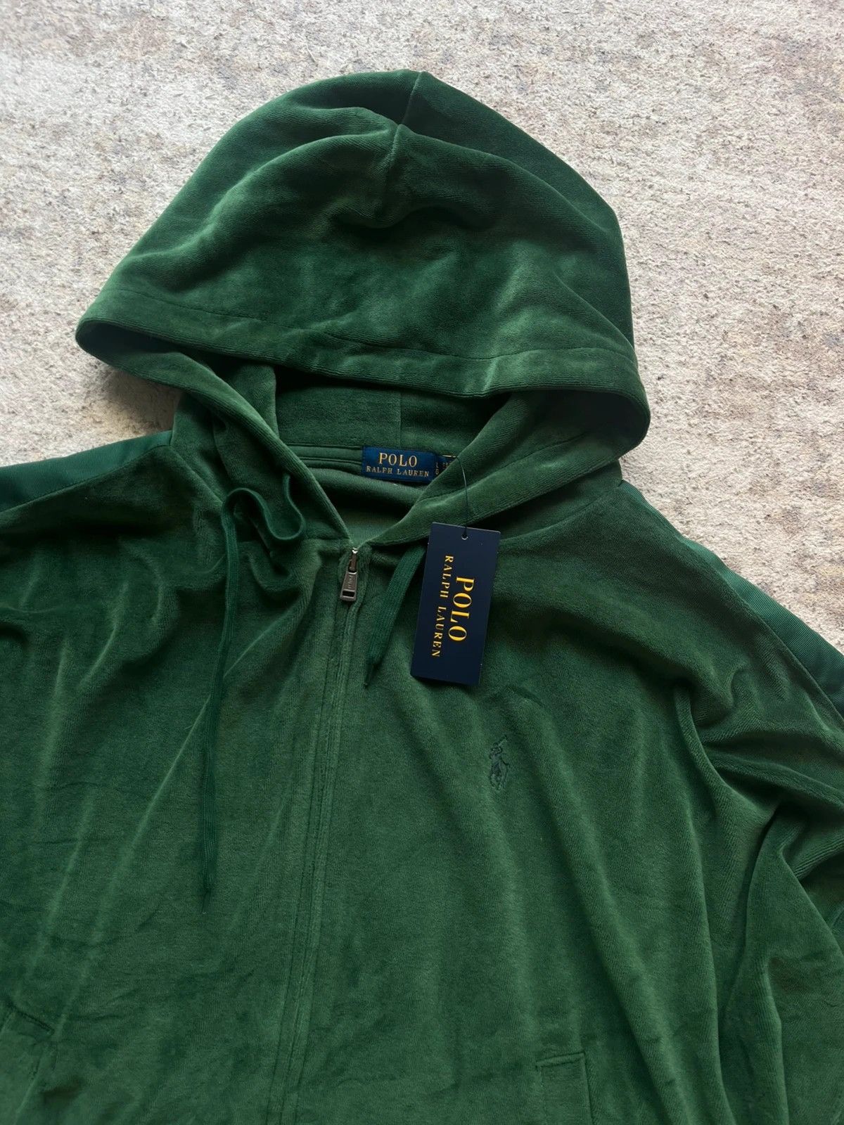 Polo Ralph Lauren Polo Ralph Lauren Zip Hoodie Sz L Velour Cotton Dark Green Size L / US 10 / IT 46 - 2 Thumbnail
