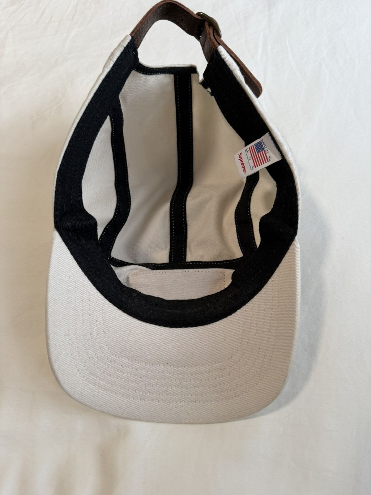 Supreme Supreme Camp Cap White Hat Leather Strap Size ONE SIZE - 4 Thumbnail
