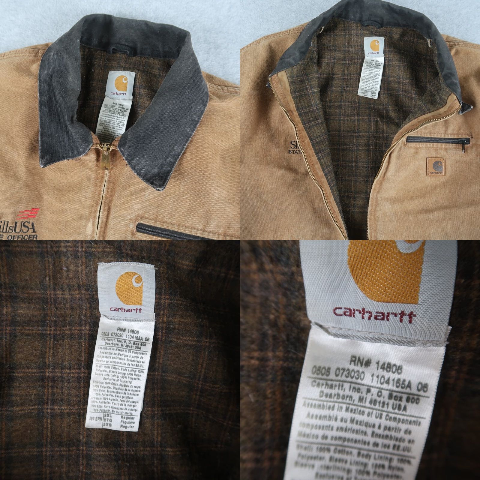 Carhartt VINTAGE Carhartt J97 Jacket Bomber Shirt 2XL Brown Plaid Lined Zip Mens 90s USA Classic Workwear Size US XXL / EU 58 / 5 - 9 Thumbnail