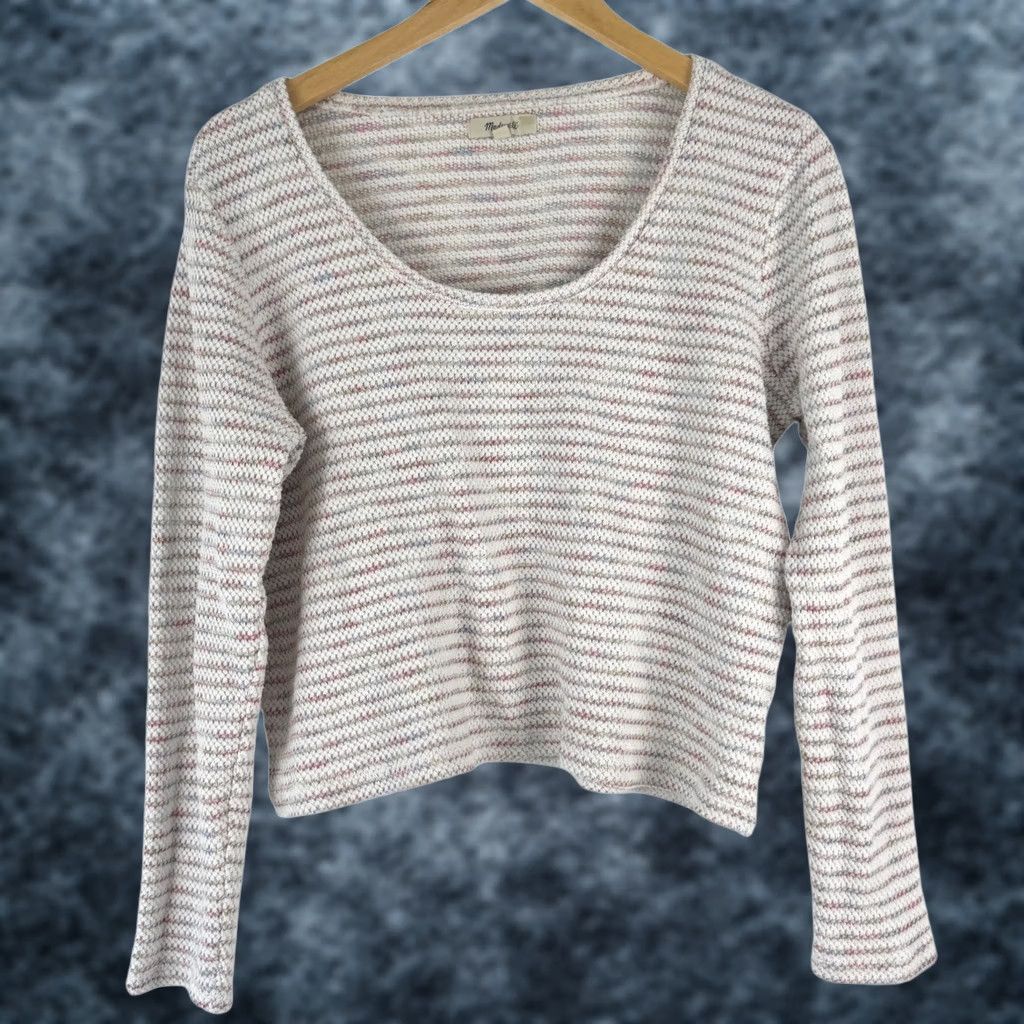Madewell Madewell Womens Scoop Neck Pullover Sweater Knit Top XL Space-Dye Stripe Multicolor Size XL / US 12-14 / IT 48-50 - 1 Thumbnail