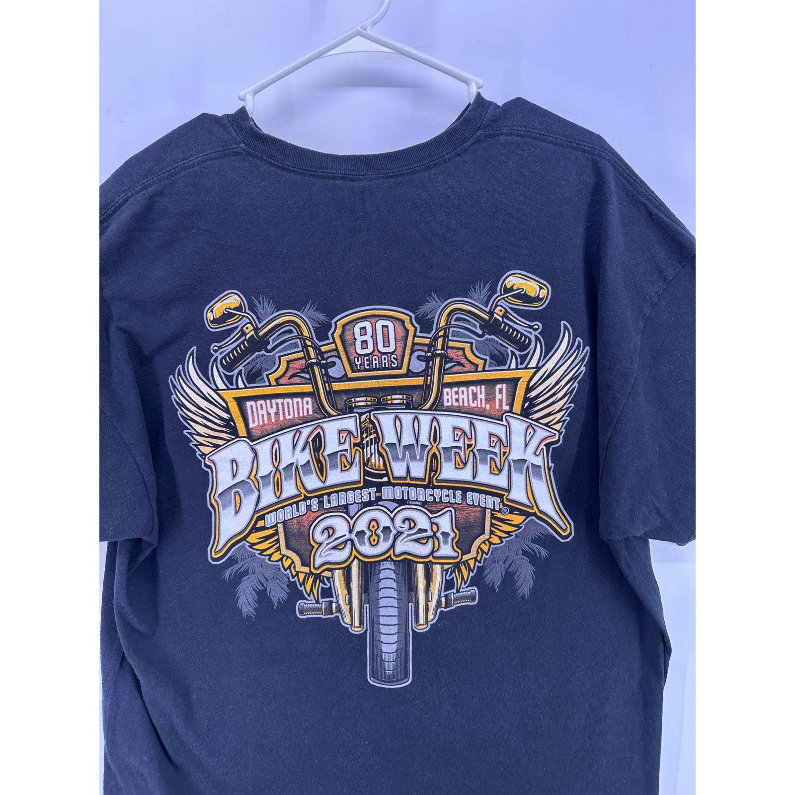 Gildan Bike Week Daytona Beach FL 2021 80 years Black shirt Size2XL Size US XXL / EU 58 / 5 - 7 Thumbnail