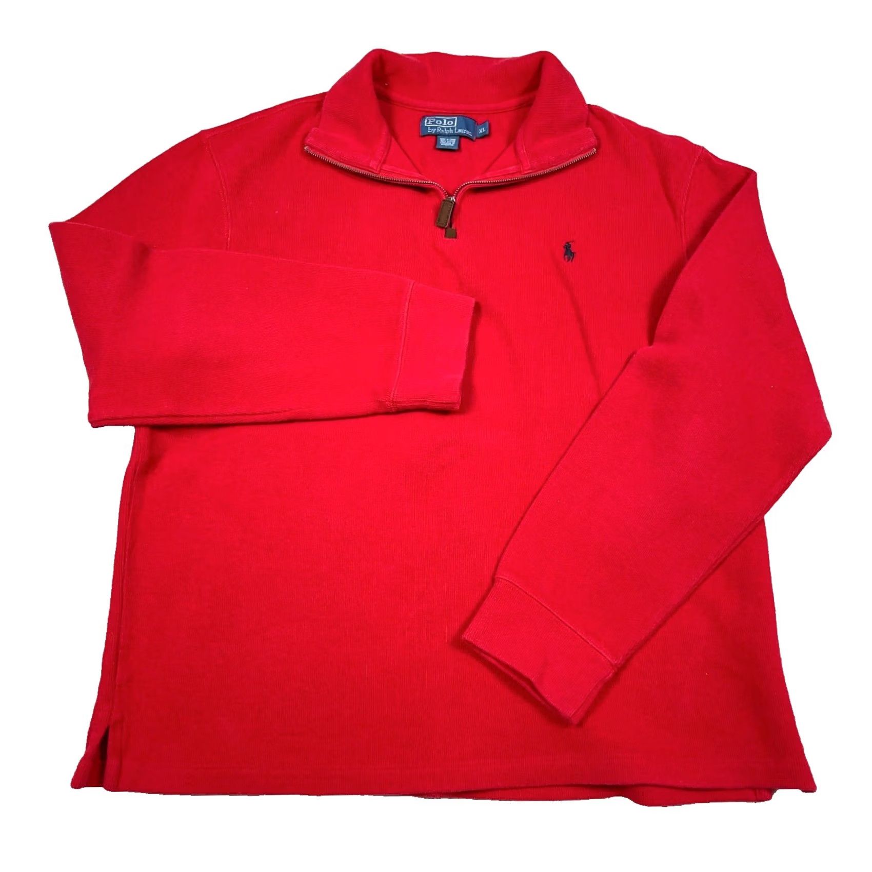 Polo Ralph Lauren VINTAGE Polo Ralph Lauren Sweater Mens XL Red 1/4 Zip Pullover Mock Neck Solid Knit ** Size US XL / EU 56 / 4 - 2 Thumbnail