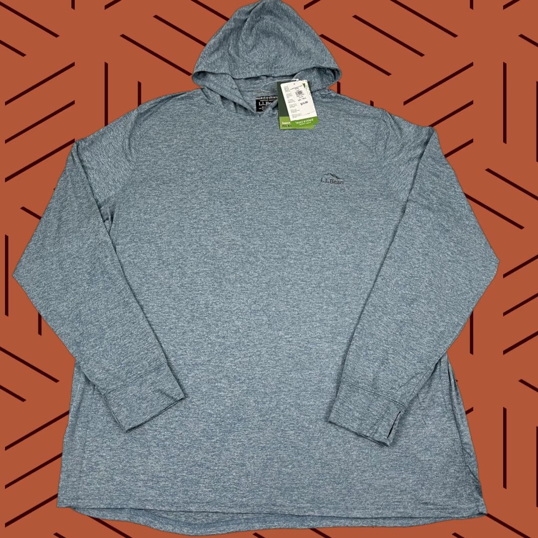 Vintage LL Bean Insect Shield ProKnit Hoodie Mens 2XLT Tall Heather Blue Hiking Stretch Size US XXL / EU 58 / 5 - 1 Thumbnail