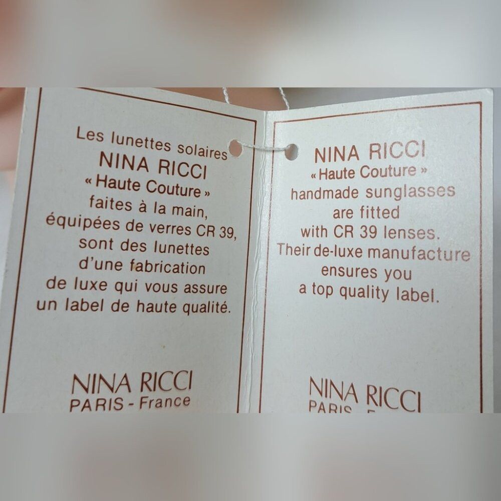 Nina Ricci NWT Nina Ricci Women's Sunglasses Retro Vintage 70s 80s Han Size ONE SIZE - 9 Thumbnail