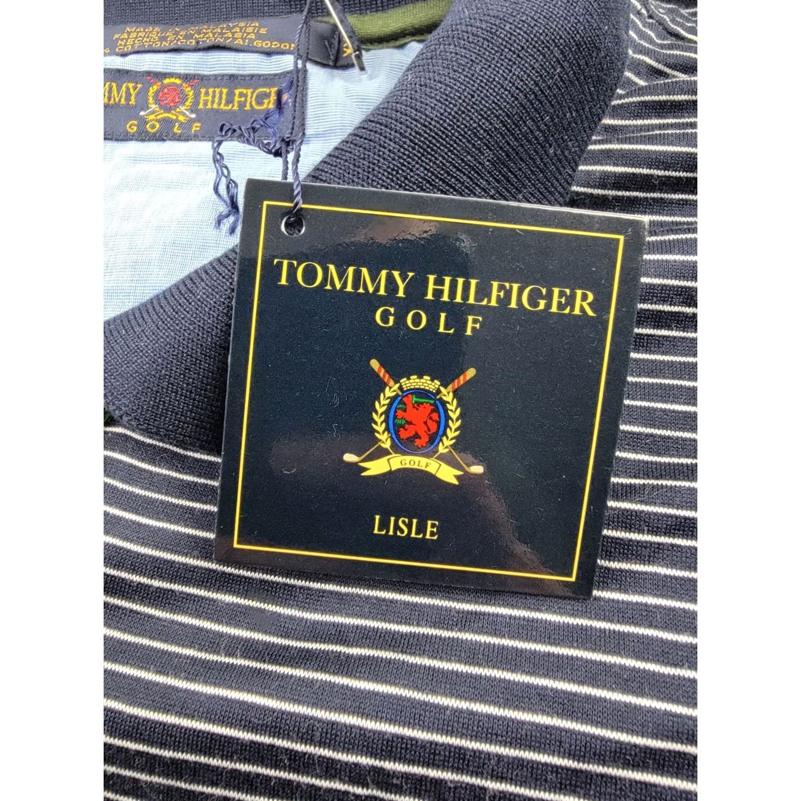 Tommy Hilfiger VINTAGE Tommy Hilfiger Golf Polo Shirt Men’s XXL Navy Striped Short Sleeve Cotton Lisle Classic Golf 2XL Mens Size US XXL / EU 58 / 5 - 5 Thumbnail