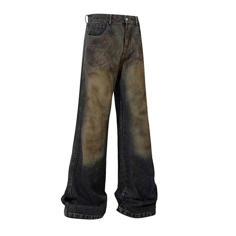 Japanese Brand × Jean Dirty Dye Straight Leg Wide Leg Vintage Jeans Size US 33 - 5 Thumbnail