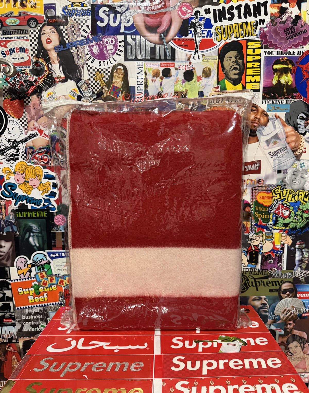 Supreme DS FW14 Supreme Faribault Box Logo Wool Blanket NEW RARE Red Size ONE SIZE - 3 Thumbnail