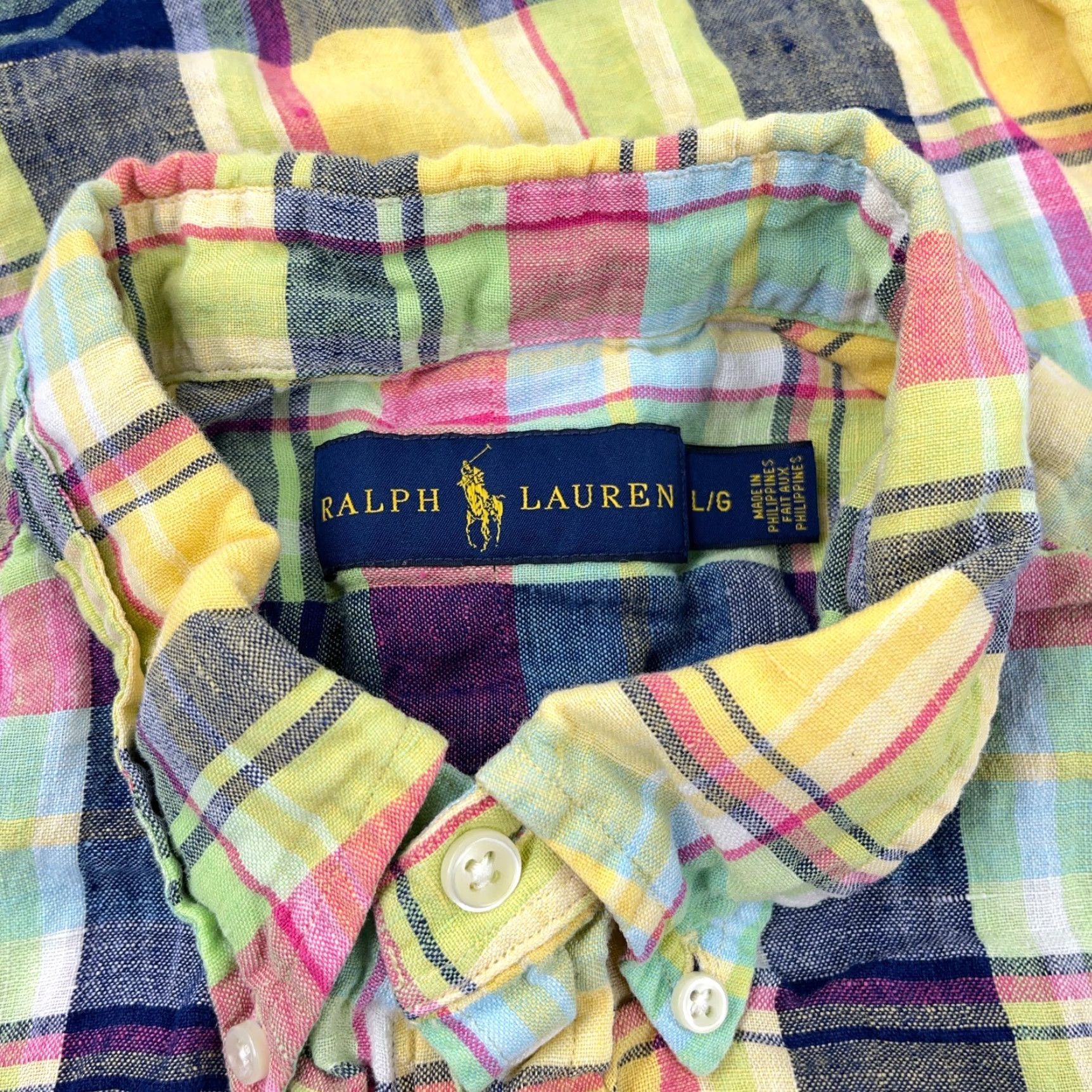 Ralph Lauren Ralph Lauren Linen Shirt Men L Yellow Pink Blue Button Up Tartan Plaid Prep Shirt Size US L / EU 52-54 / 3 - 4 Thumbnail