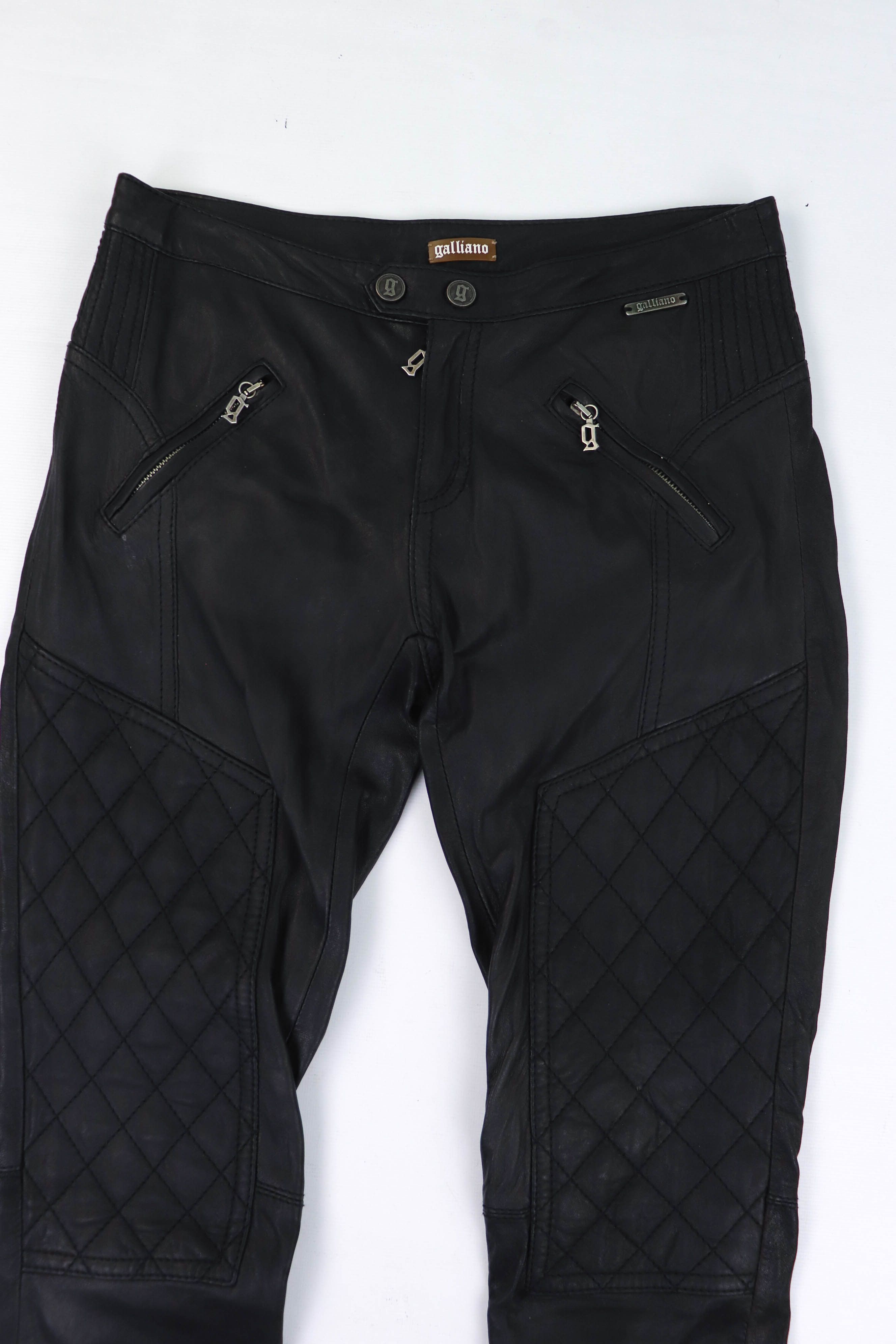 John Galliano Vintage Galliano 2000s Black Leather Zip Biker Pants Size 30" / US 8 / IT 44 - 3 Thumbnail