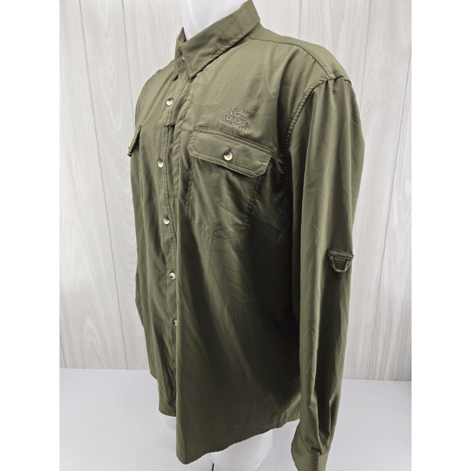Vintage Ducks Unlimited Shirt Button Up Long Sleeve Lightweight Stretch Green Men's 2XL Size US XXL / EU 58 / 5 - 3 Thumbnail