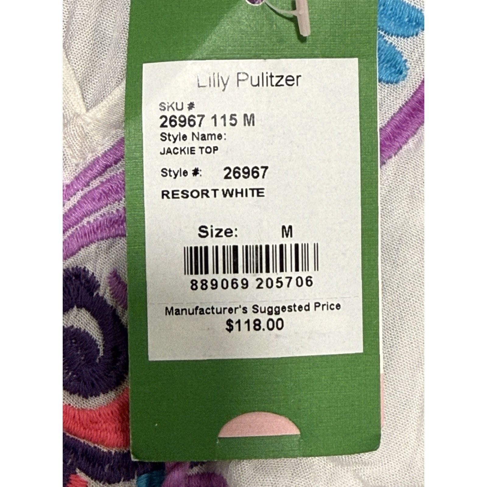Lilly Pulitzer Lilly Pulitzer Resort White Jackie Top Tunic Blouse Women Size M Sleeveless Split Neck Embroidered Rayon Casual Summer Womens Size M / US 6-8 / IT 42-44 - 3 Thumbnail
