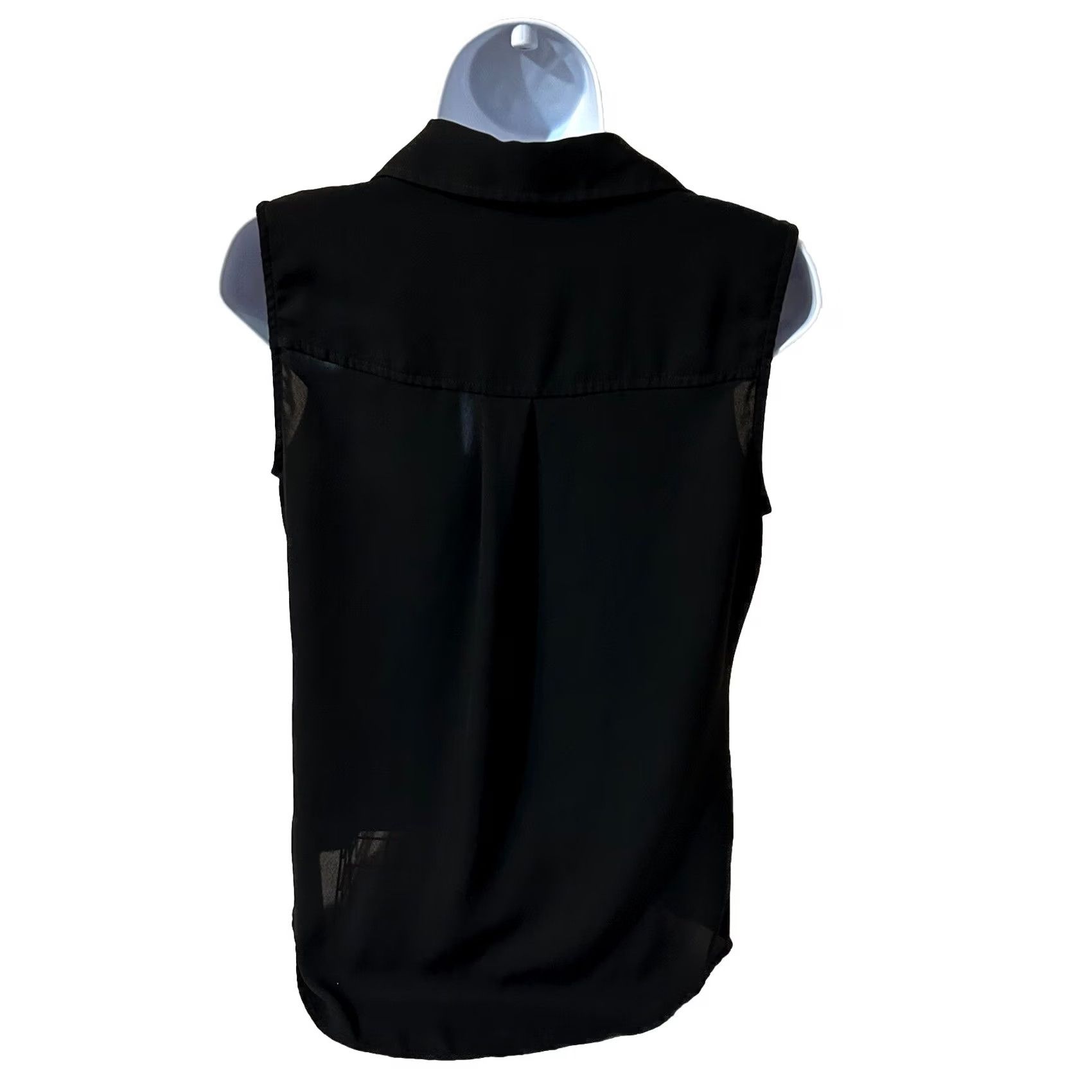 Vintage New York & Company Sleeveless Blouse Women Small Black Button Up V Neck Size S / US 4 / IT 40 - 4 Thumbnail