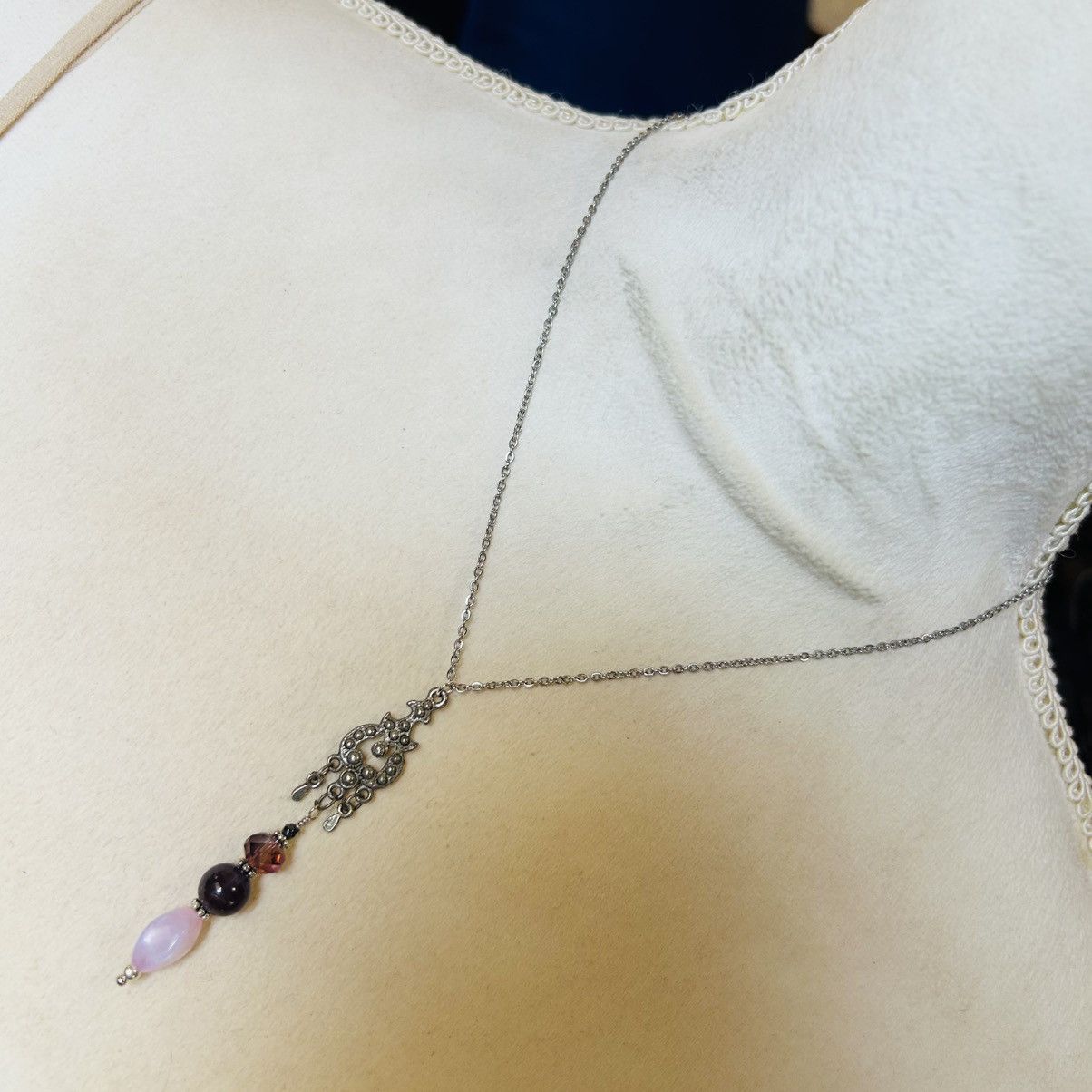 Handmade Handcrafted vintage bead drop pendant on chain necklace Size ONE SIZE - 1 Thumbnail