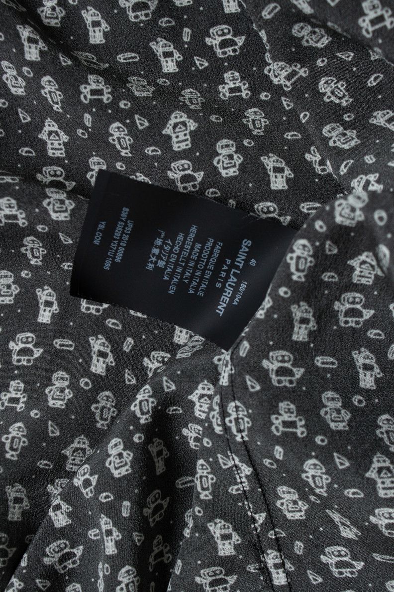 Saint Laurent Paris Saint Laurent, Black silk robot print shirt Size US M / EU 48-50 / 2 - 5 Thumbnail