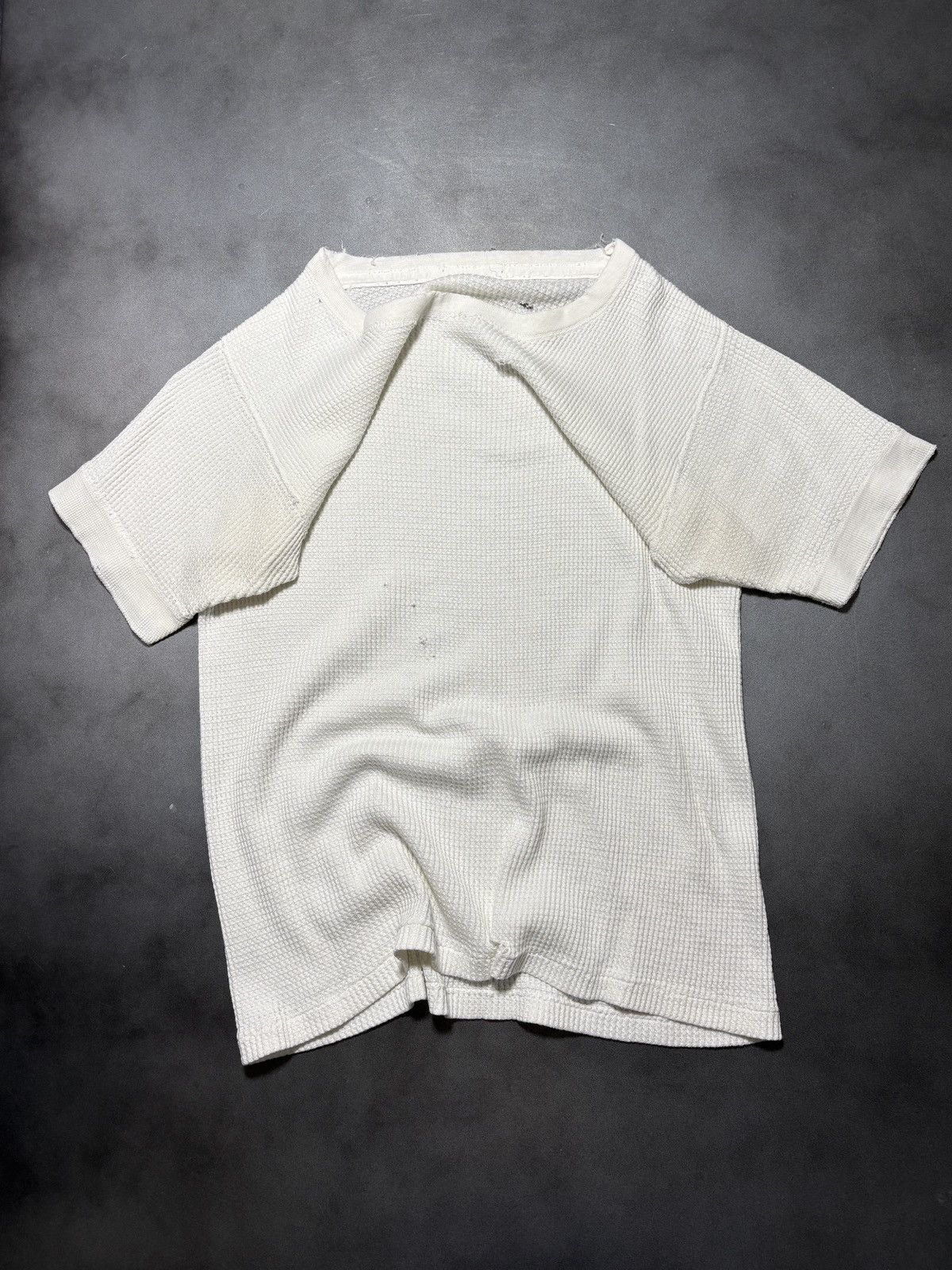 Vintage Thrashed Vintage Thermal T-Shirt Waffle Blank White Distress Size US S / EU 44-46 / 1 - 2 Thumbnail