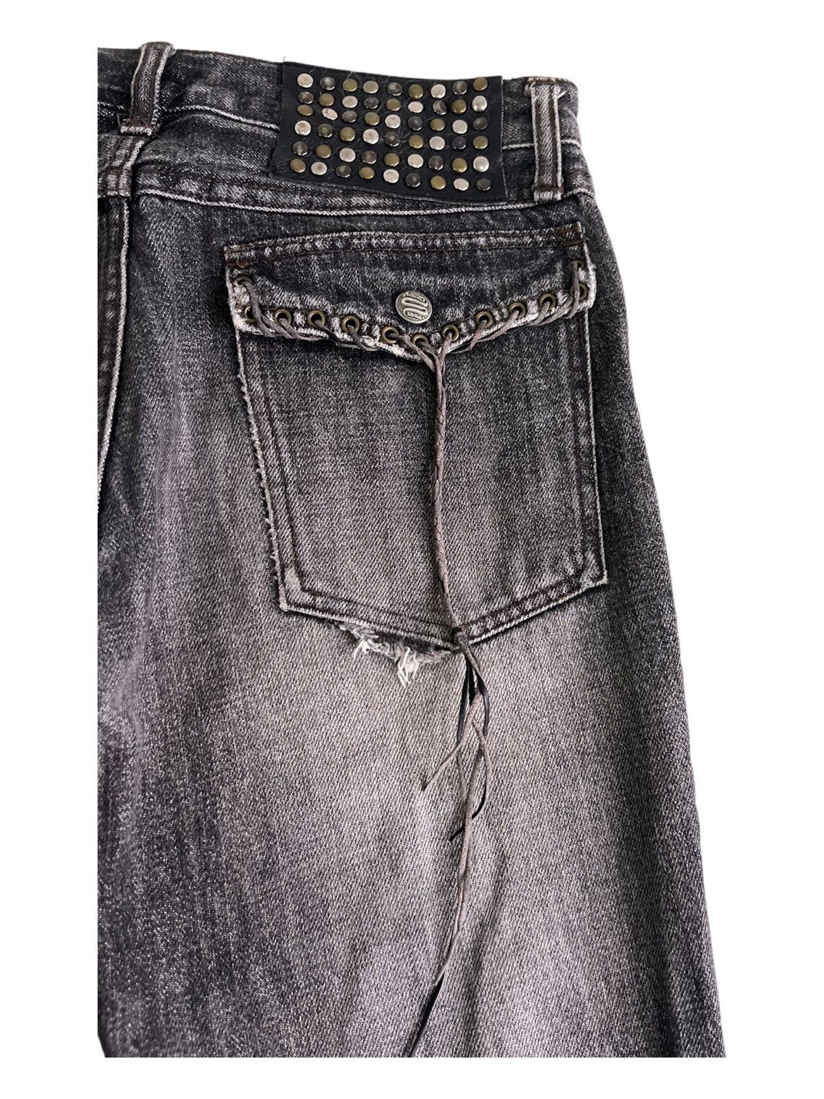 y2k archive   ブラックデニム 短丈　36 00s archive デニム/Y2K/シワ加工/お兄系/ブラック/髭/蜂の巣｜Yahoo