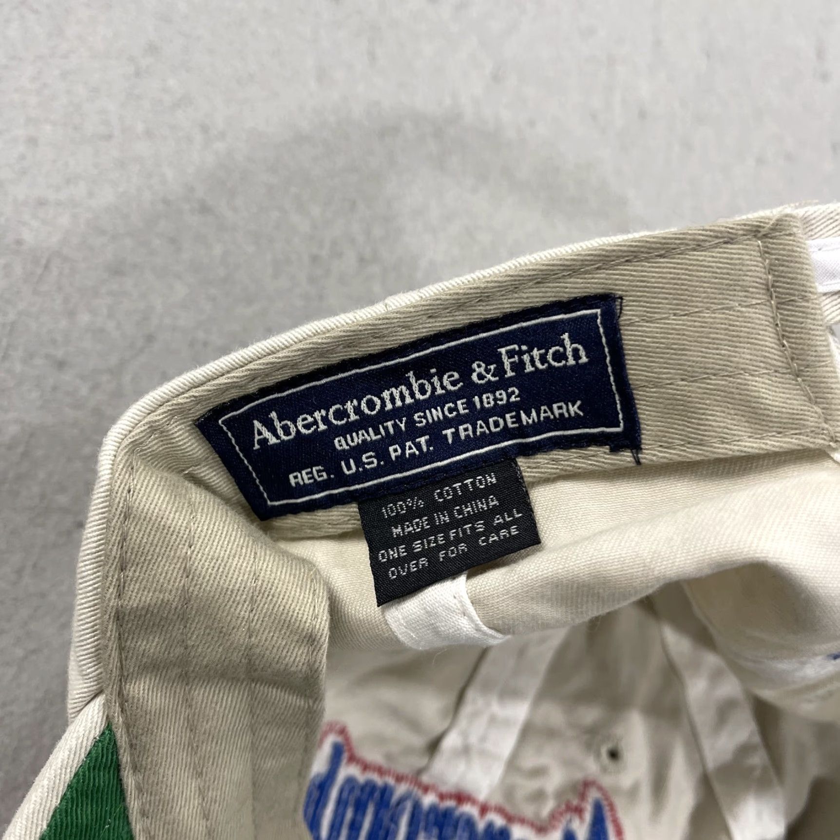 Abercrombie & Fitch VINTAGE Abercrombie & Fitch Hat Adult Beige Script Distressed Dad Cap Logo Y2K Size ONE SIZE - 6 Thumbnail