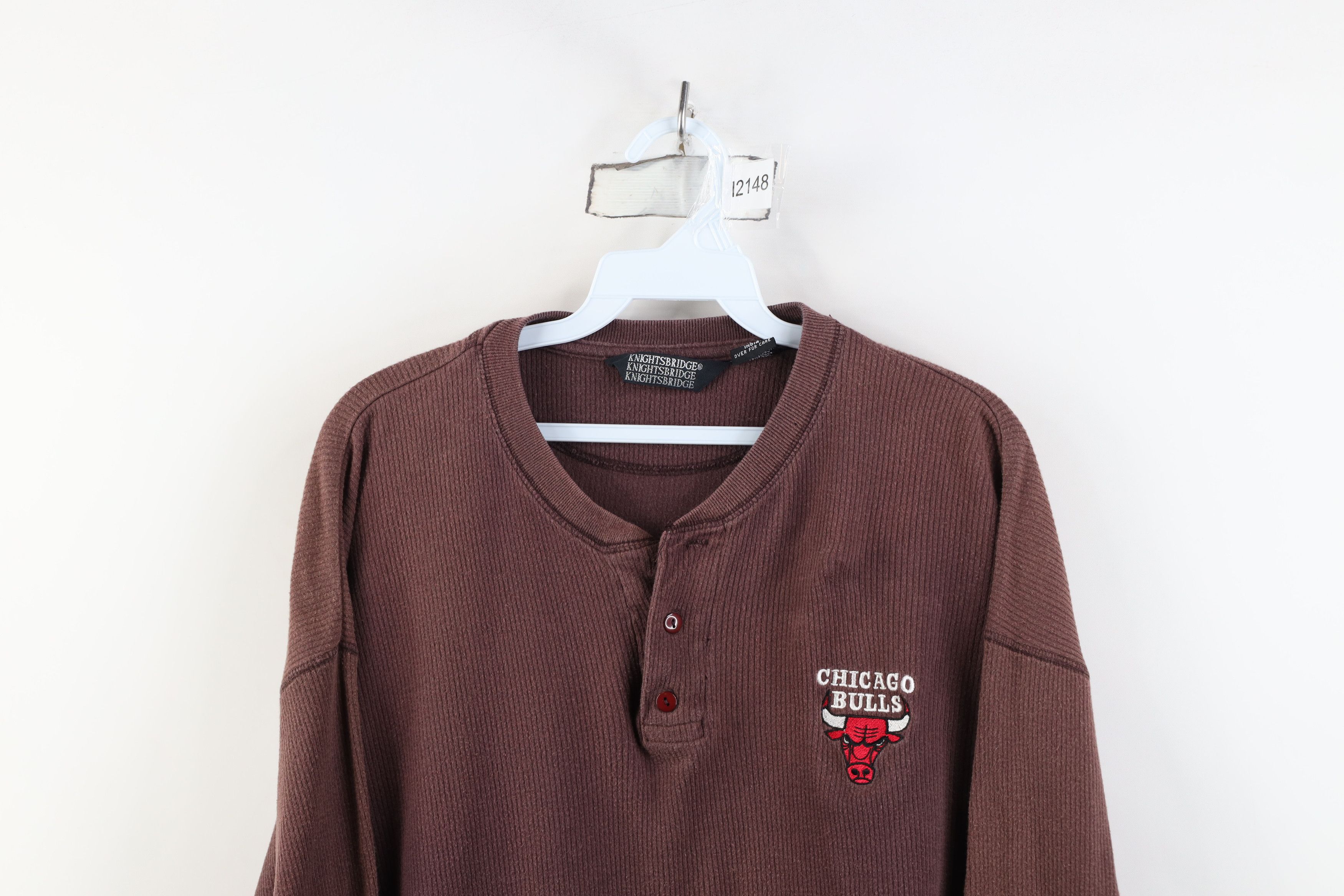 Vintage Vintage 90s Chicago Bulls Basketball Ribbed Henley T-Shirt Size US XL / EU 56 / 4 - 2 Thumbnail