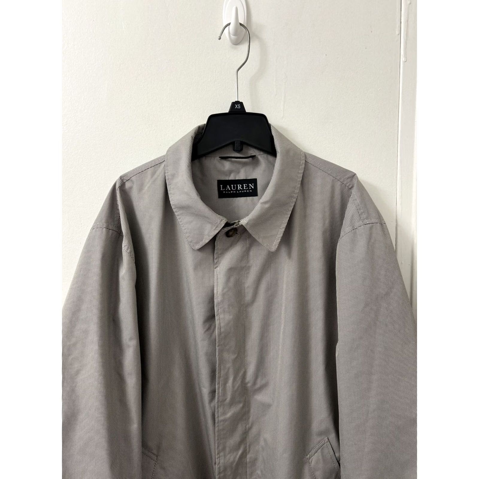 Ralph Lauren VINTAGE Lauren Ralph Lauren Trench Coat Mens 46R Gray Houndstooth Polyester Rain Jacket Size US S / EU 44-46 / 1 - 2 Thumbnail
