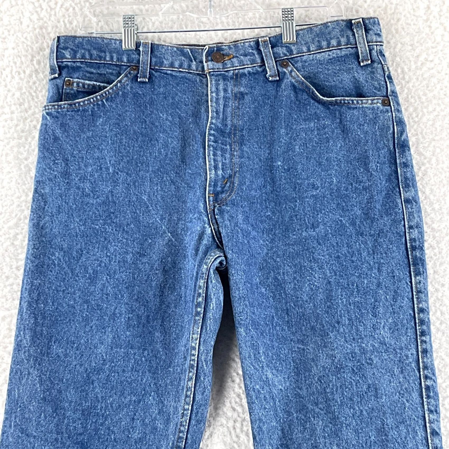 Levi's VINTAGE Levi's Jeans Mens 36x30 Blue Denim Leather Tab Straight Leg Made in USA Jeans Regular Blue 80s 90s USA Mens Size US 36 / EU 52 - 2 Thumbnail
