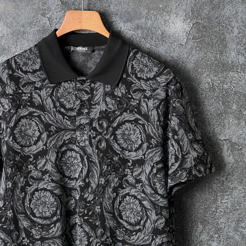Versace Versace Patterned cotton short-sleeved polo shirt Size US M / EU 48-50 / 2 - 3 Thumbnail