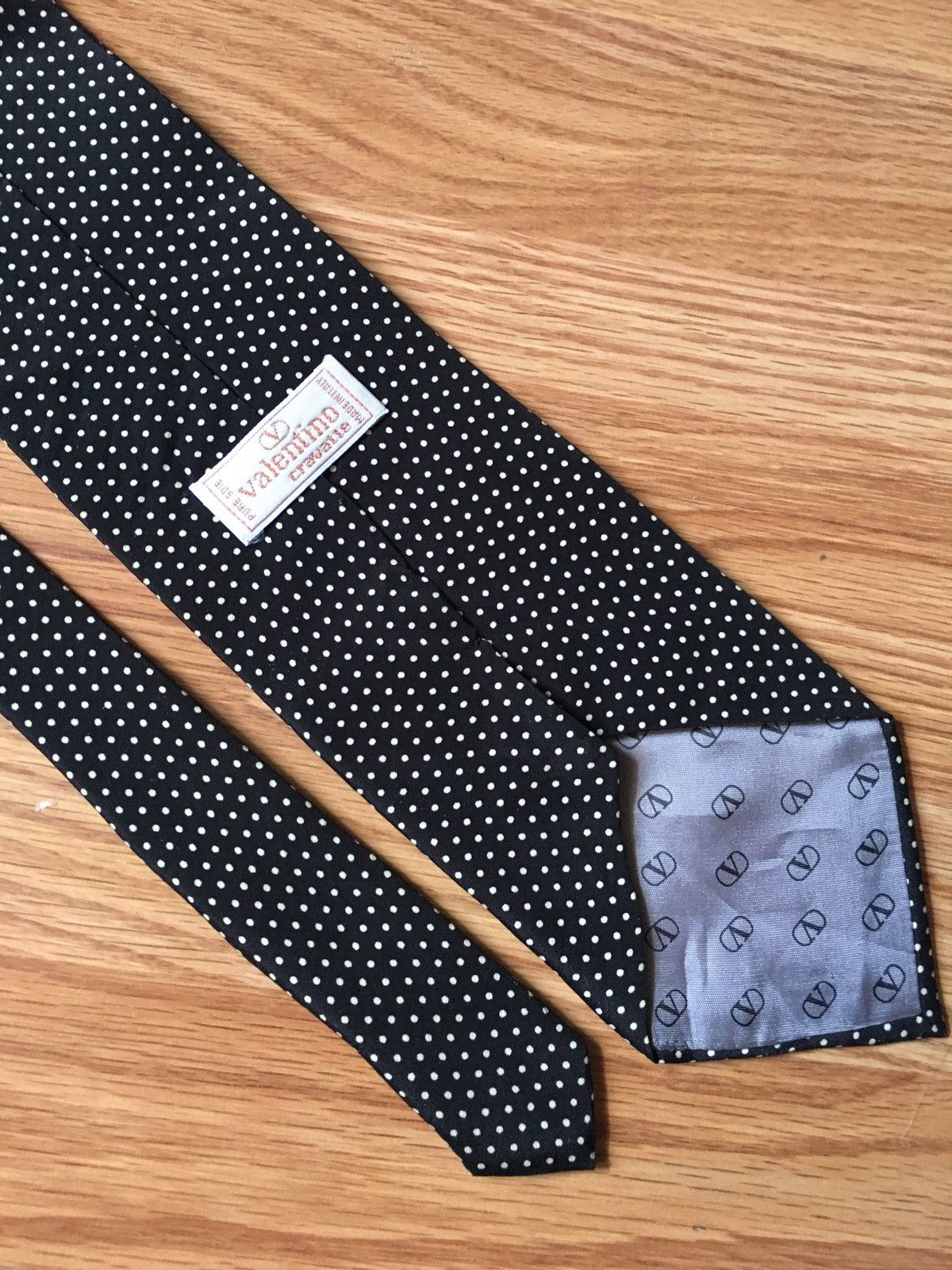 Valentino × Vintage VALENTINO Cravatte Black White Polka Dots Silk Mens Tie Size ONE SIZE - 2 Thumbnail