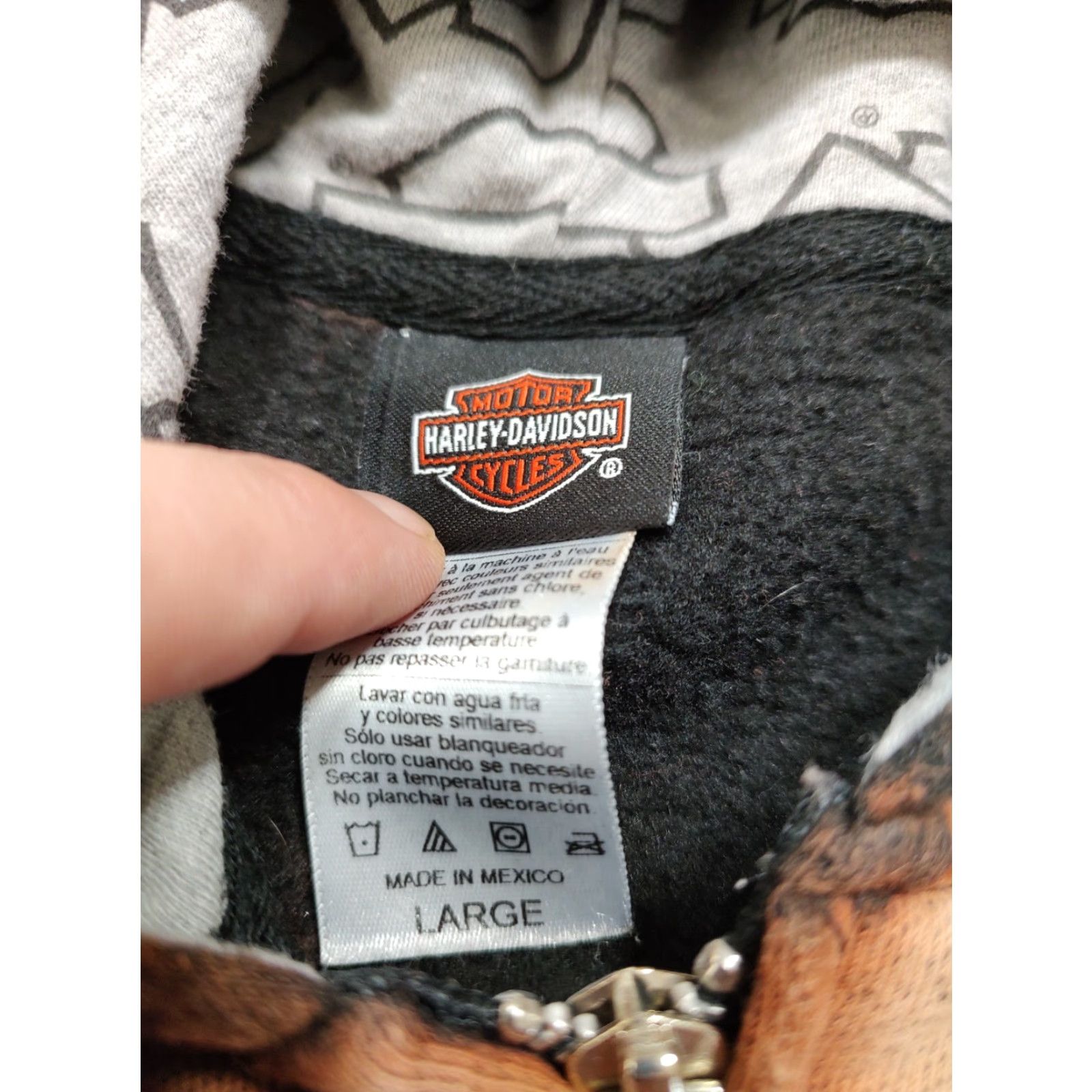 Harley Davidson Harley-Davidson Womens Tag L Hoodie Sweatshirt Full Zip Biker Tie Dye Acid Wash Black Size L Size L / US 10 / IT 46 - 5 Thumbnail