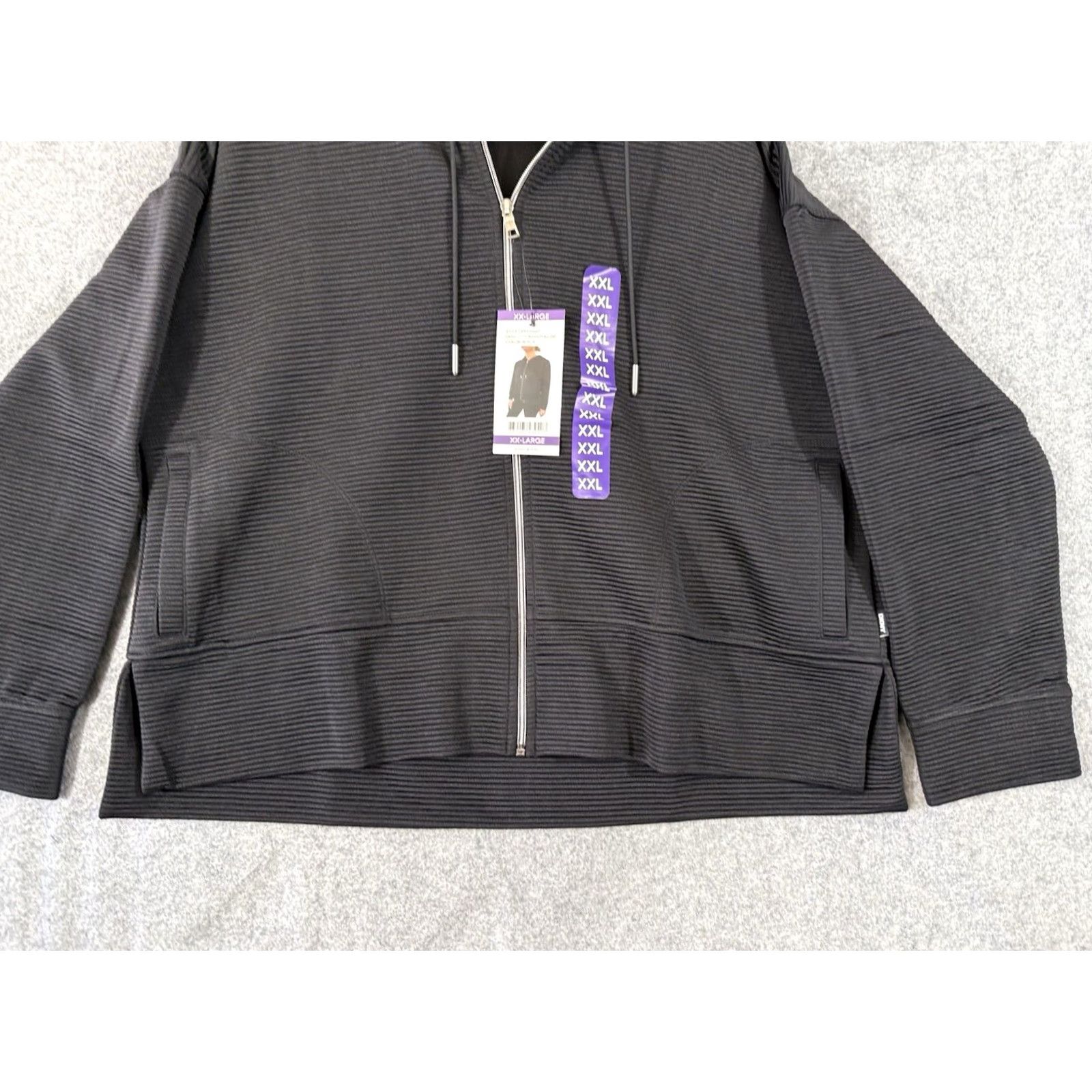 DKNY DKNY Ottoman Full-Zip Hoodie Womens 2XL Black Ribbed Stretch Pockets NWT Size XXL / US 16-18 / IT 52-54 - 3 Thumbnail