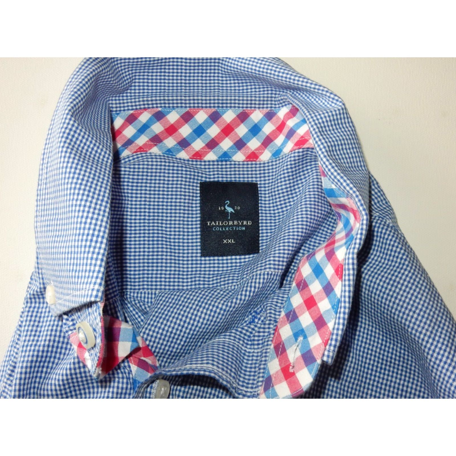 Tailorbyrd TAILORBYRD Shirt Men 2XL Short Sleeve Button-Up Check Blue Adult XXL Mens Size US XXL / EU 58 / 5 - 4 Thumbnail