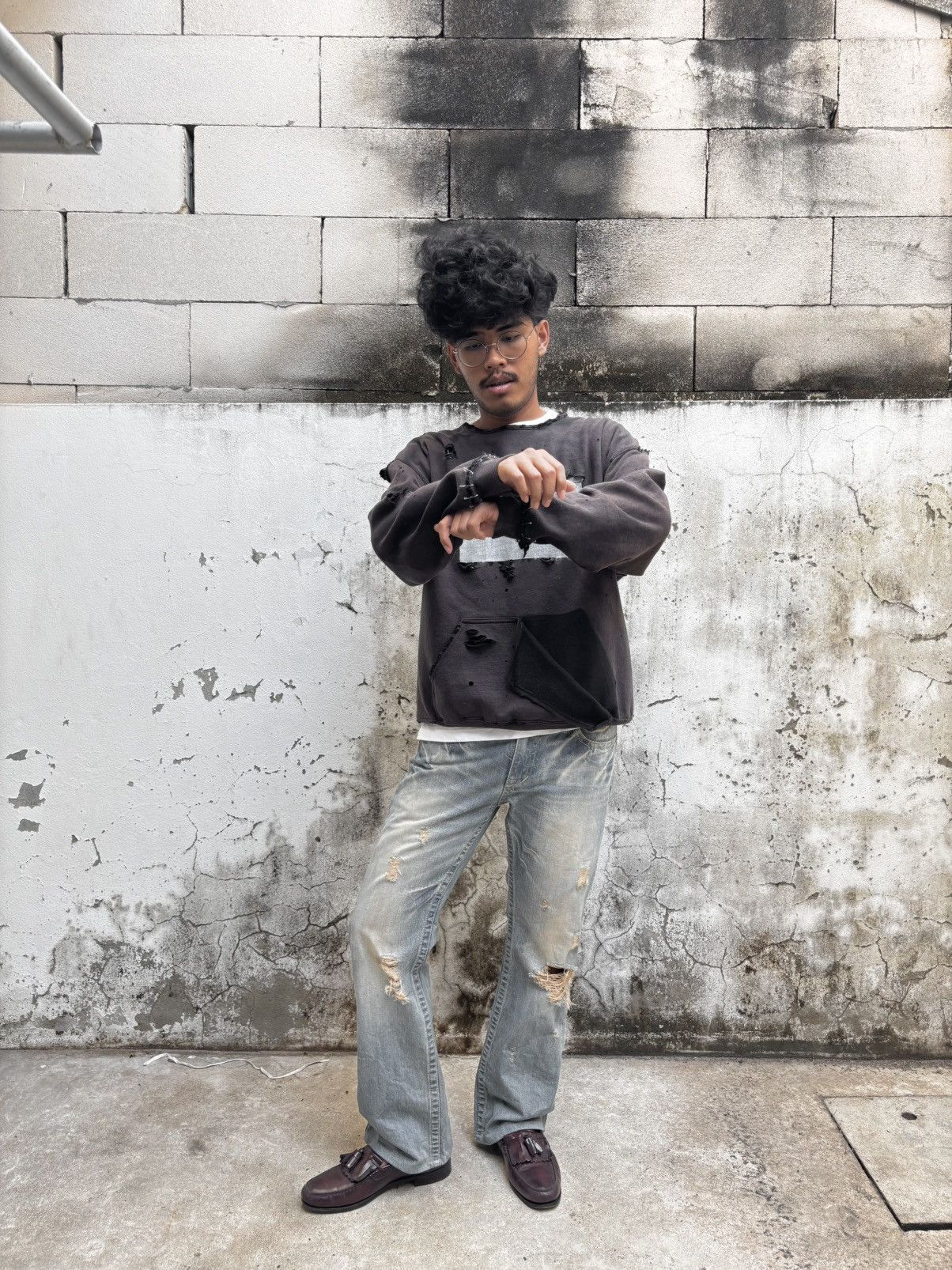 Vintage Thrashed Distressed Faded Sweatshirt ERD Grunge Size US L / EU 52-54 / 3 - 13 Thumbnail