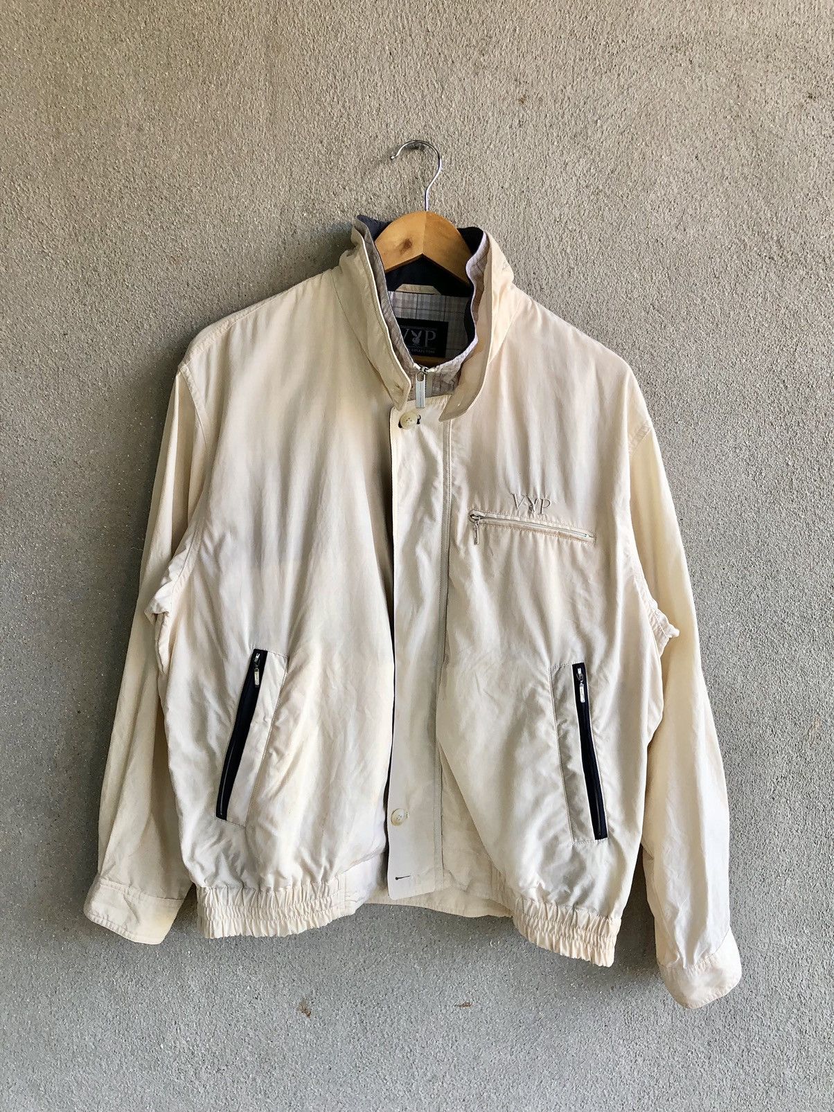 image of Vip Playboy Collection Zipper Jacket in Cream, Men's (Size Medium)