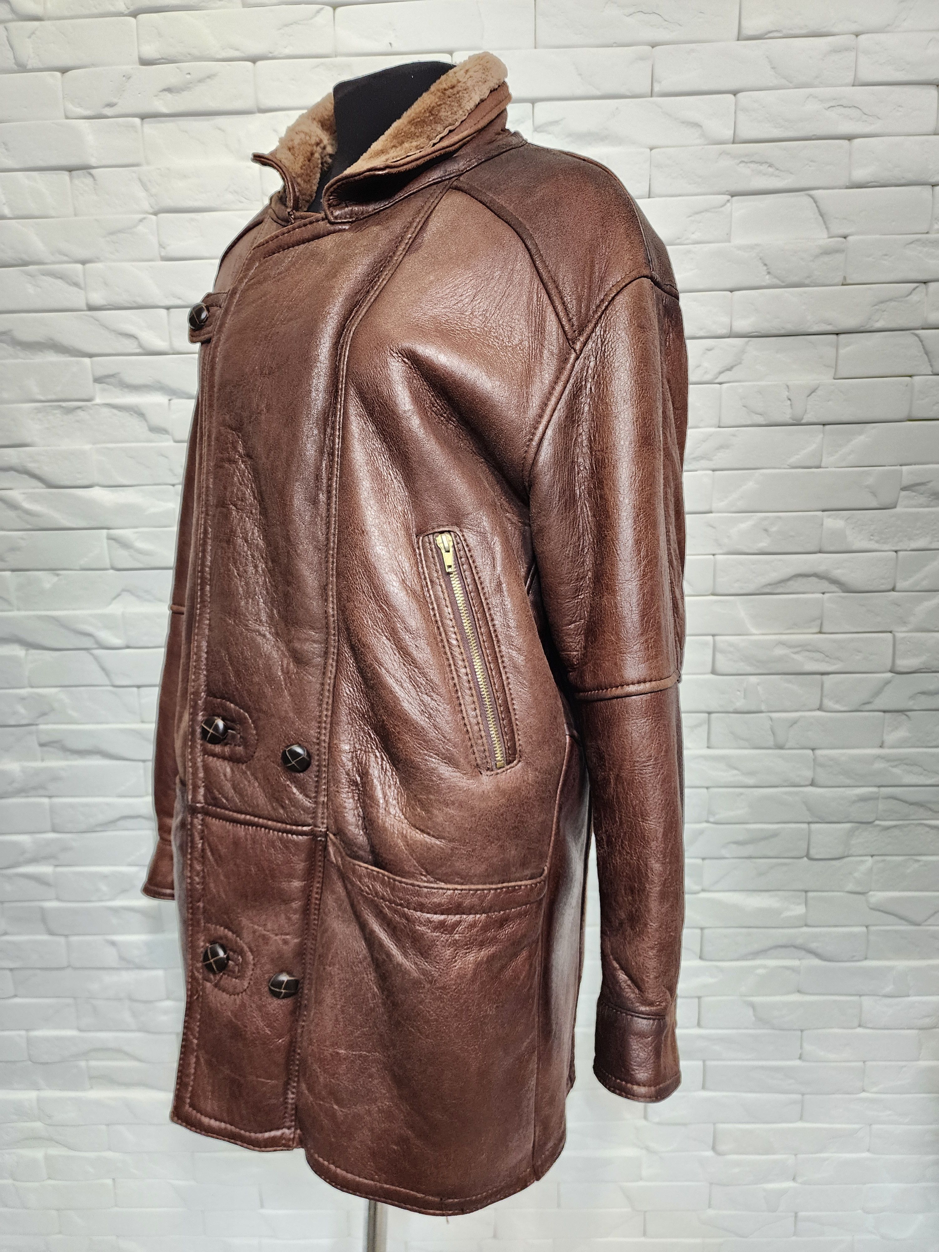Genuine Leather Brown Sheepskin Coat: Men's Genuine Fur Winter Jacket Size US L / EU 52-54 / 3 - 2 Thumbnail