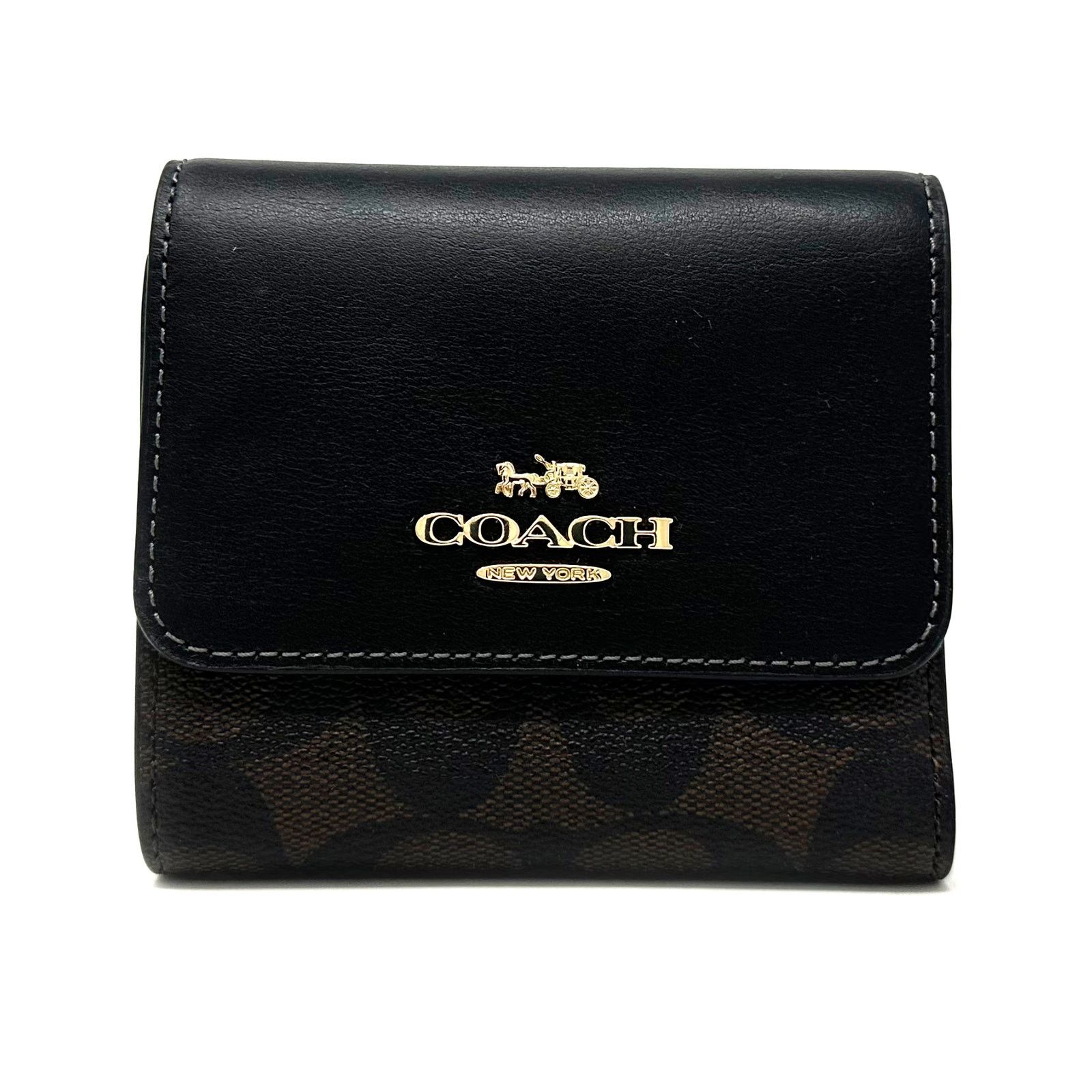 Coach Coach Small Trifold Wallet Brown Black Leather CE930 Size ONE SIZE - 1 Thumbnail