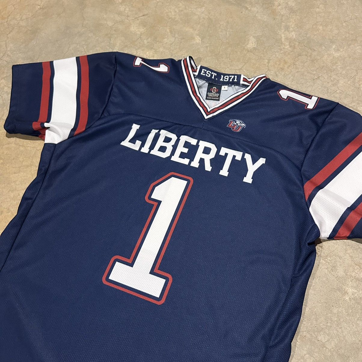 NCAA × Vintage Vintage 2000s Liberty University Flames Football Jersey Size US L / EU 52-54 / 3 - 3 Thumbnail