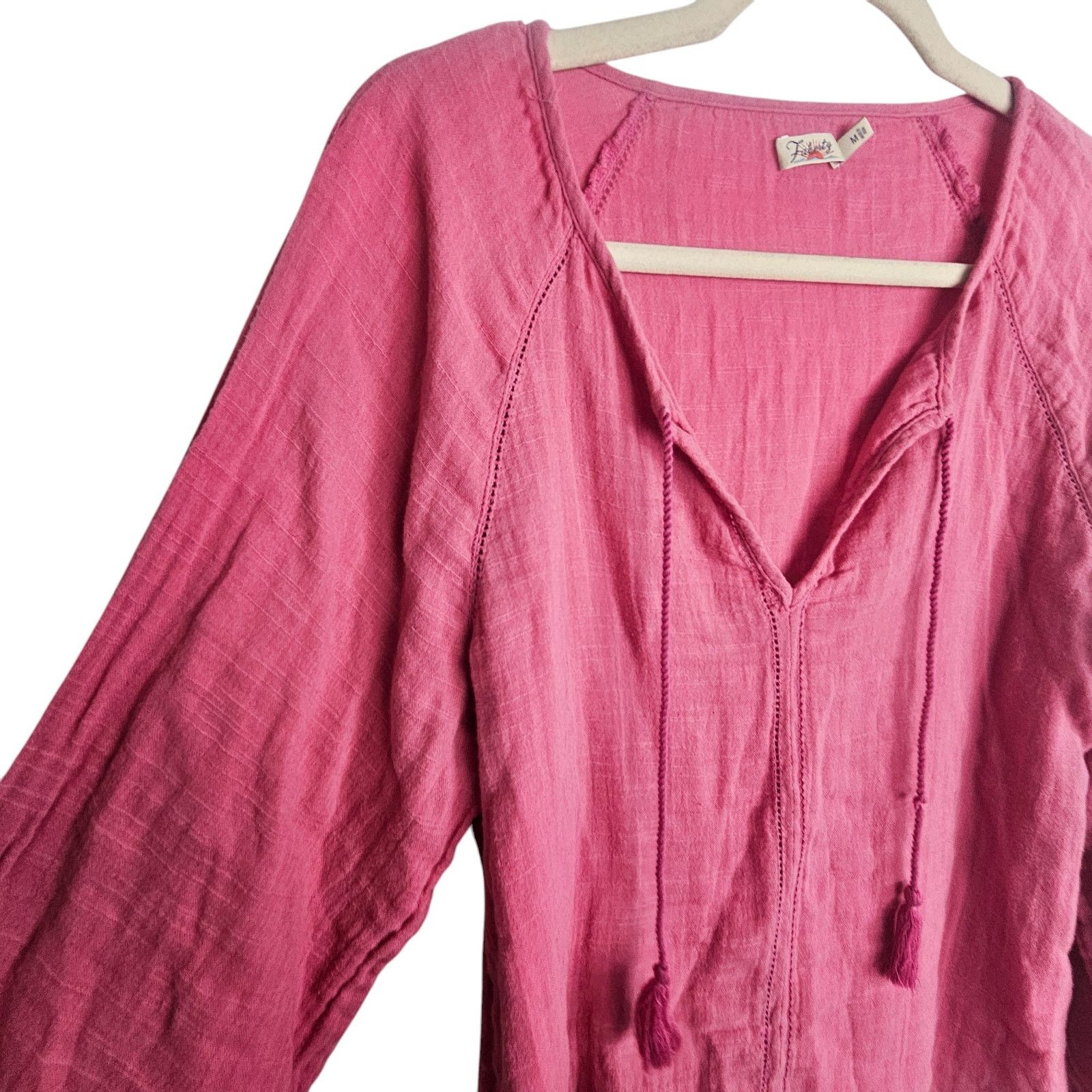 Faherty Faherty Womens Celina Puff Sleeve Top Gauzy Peasant Blouse M Size M / US 6-8 / IT 42-44 - 6 Thumbnail