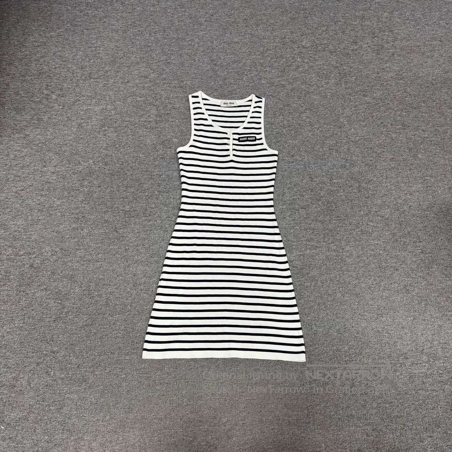 Miu Miu miu miu Alphabet Logo Striped Sleeveless Dress| Size S / US 4 / IT 40 - 2 Thumbnail