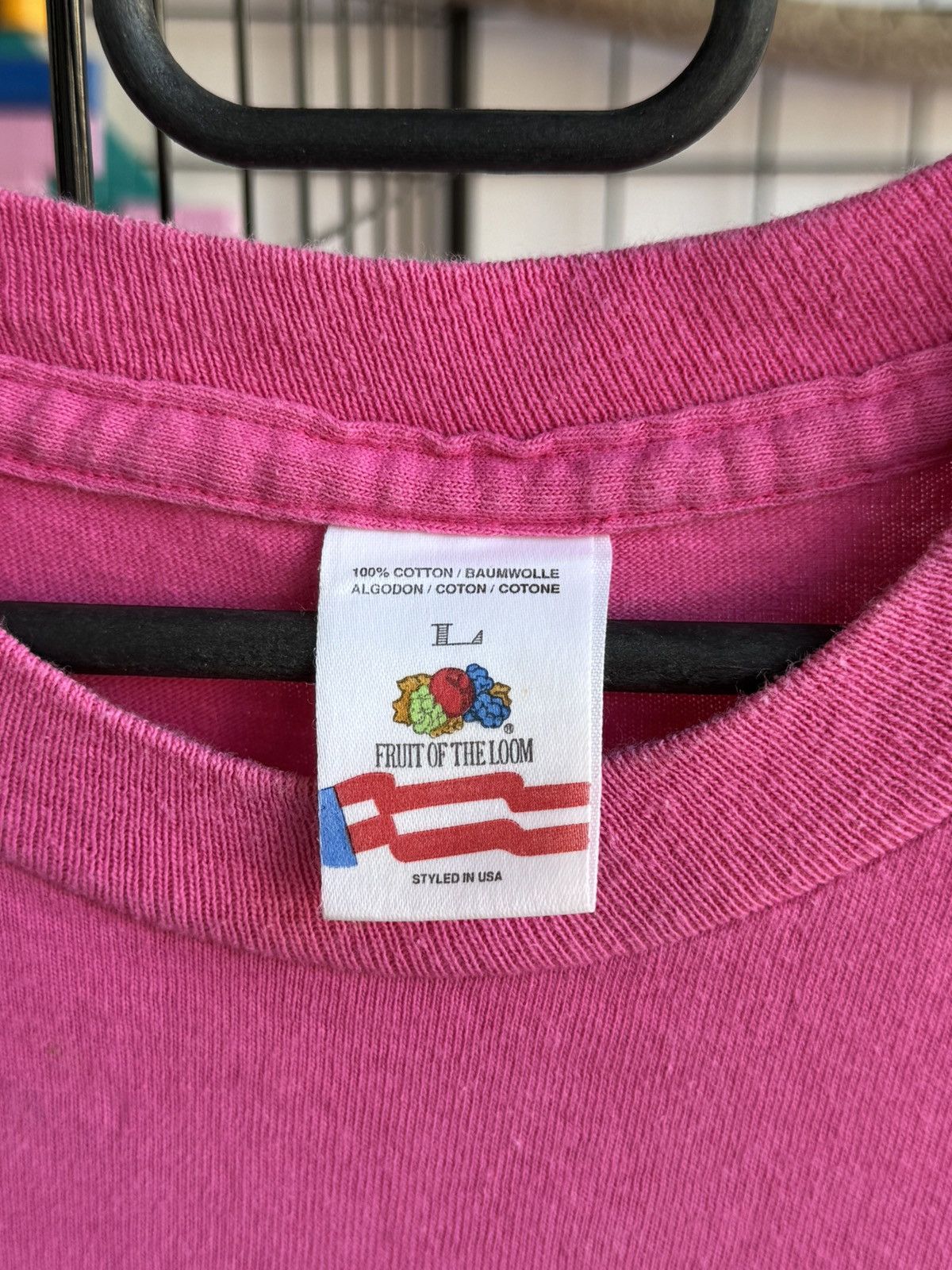 Fruit Of The Loom Vintage Fruit Of The Loom Pink T-shirt Size US L / EU 52-54 / 3 - 4 Thumbnail