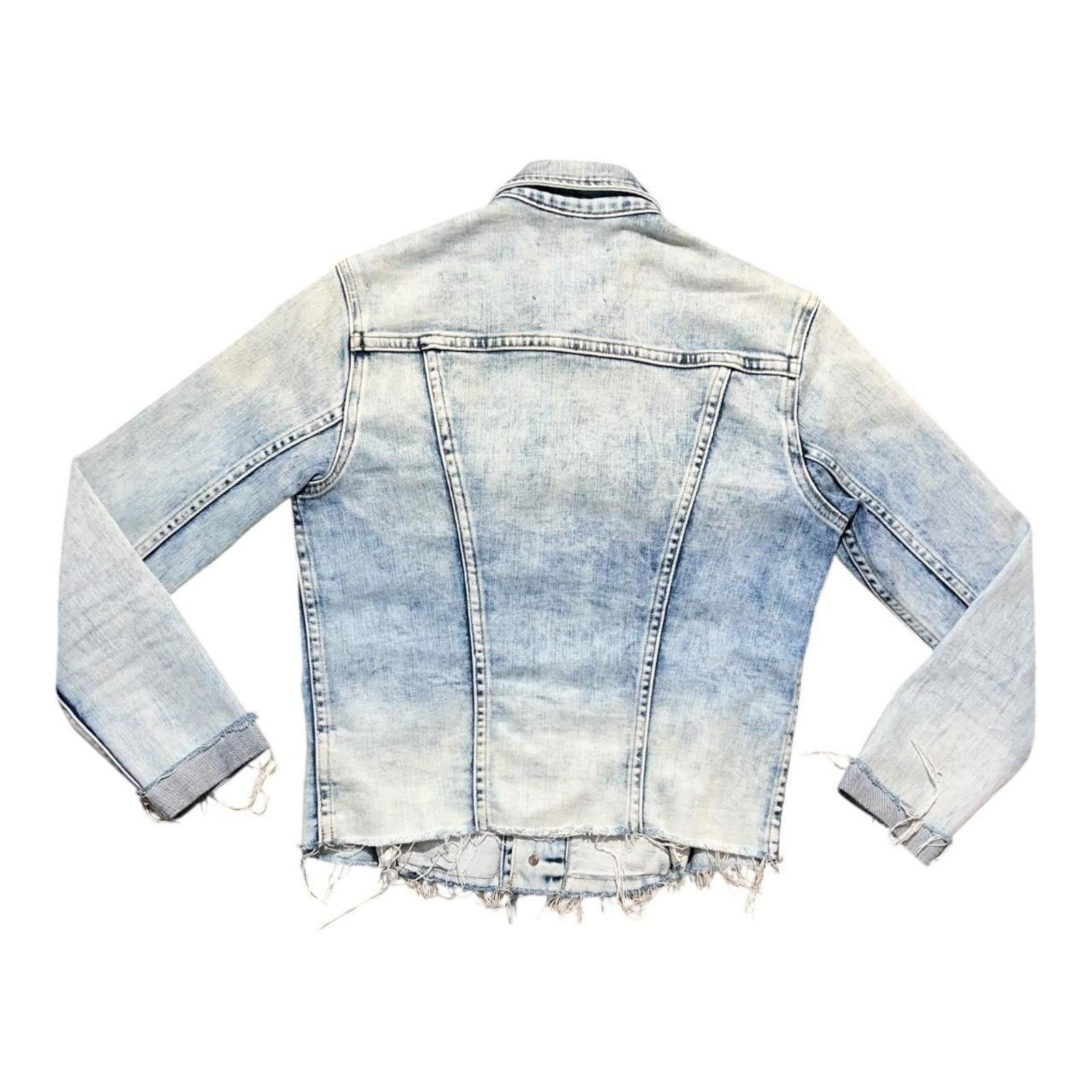 Other L’ Agence Janelle Cropped Denim Jacket Fray Hems Size XS / US 0-2 / IT 36-38 - 2 Thumbnail