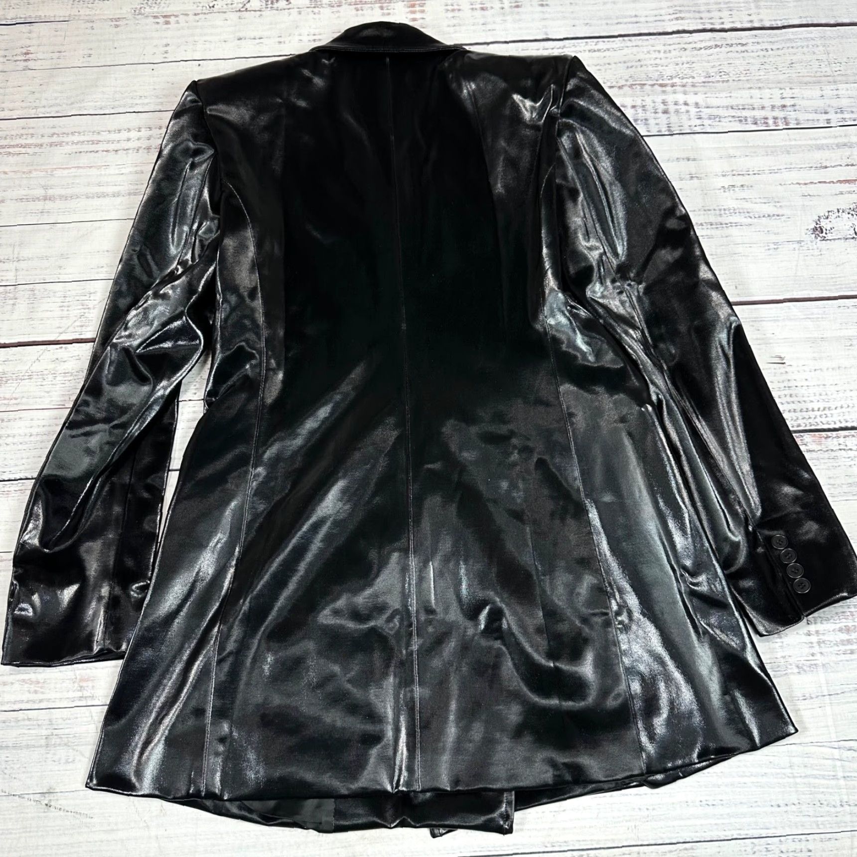 Vintage Lita by Ciara Womens Jacket Black L Size L XL Pockets Lined Shiny Double Breasted Size L / US 10 / IT 46 - 4 Thumbnail