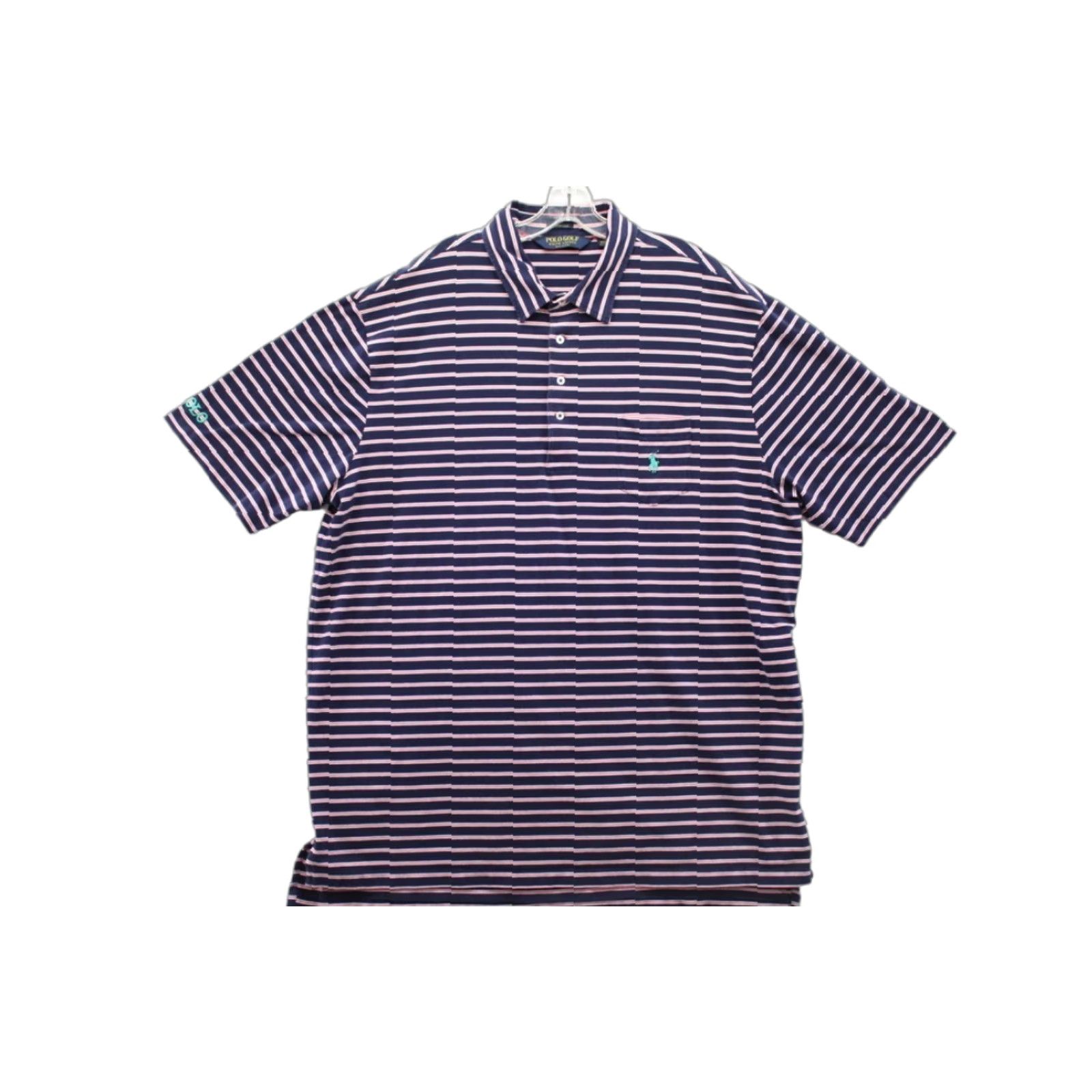 Ralph Lauren VINTAGE Polo Ralph Lauren Shirt Men 2XL Polo Shirt Blue Pink Stripe Stretch Lisle Green Pony Logo Adult XXL Blue Stripe 90s Mens Polo Size US XXL / EU 58 / 5 - 1 Thumbnail