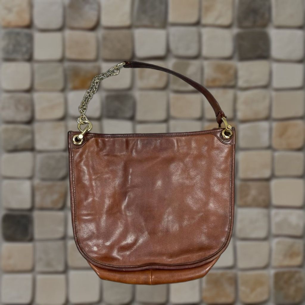 Tory Burch VINTAGE Tory Burch Bags Womens Brown Leather Inner Zipper Pocket Chain Strap Shoulder Size ONE SIZE - 1 Thumbnail
