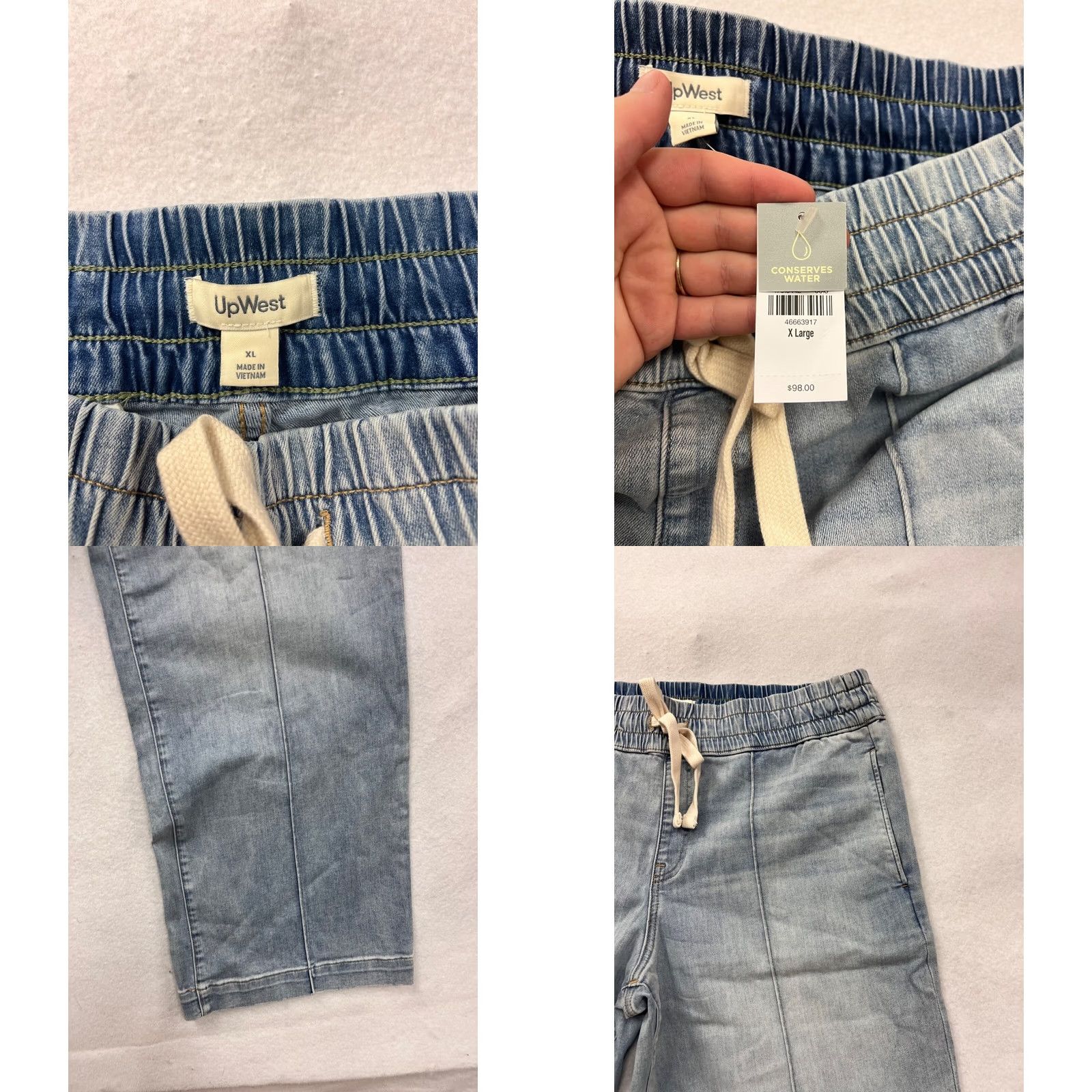 Denime UpWest Womens XL Elastic Waist Wide-Leg Denim Pants Shirt? Size 40" / US 18 - 9 Thumbnail