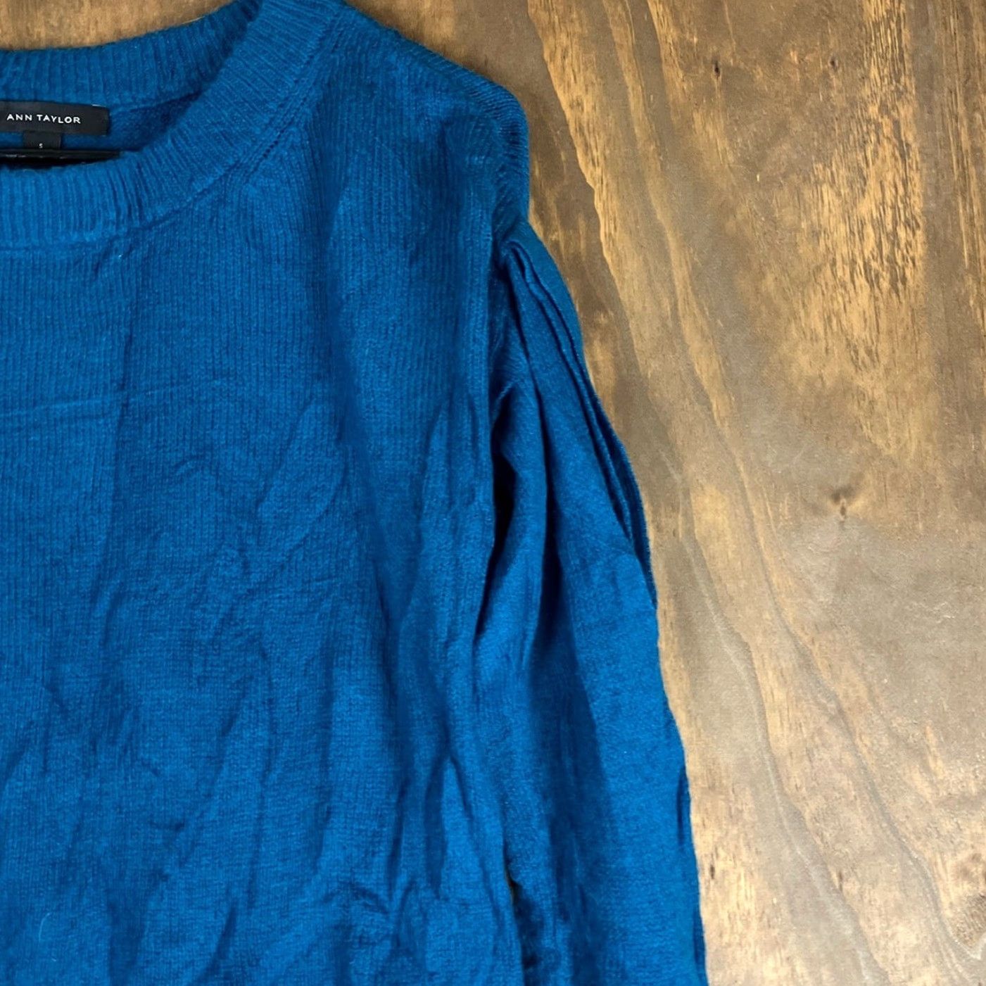 Ann Taylor Ann Taylor Womens Sweater Blue Crew Neck Shoulder Wrap Knit Wool Blend Small Size S / US 4 / IT 40 - 5 Thumbnail