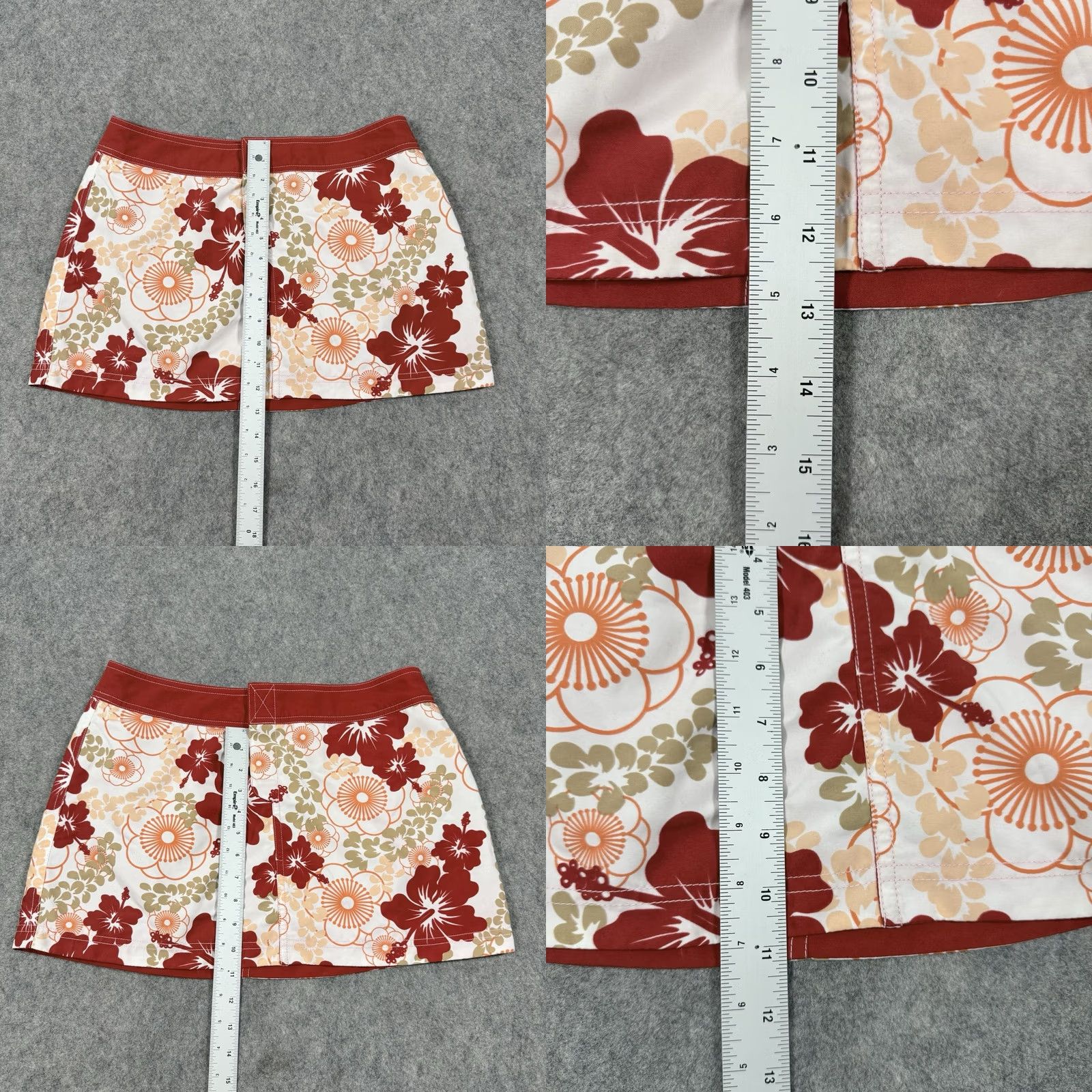 Vintage Miken Floral Print Swim Cover-up Two-Sides Skirt Juniors Fits Size Waist 32" Red Size 42" / US 20 - 9 Thumbnail